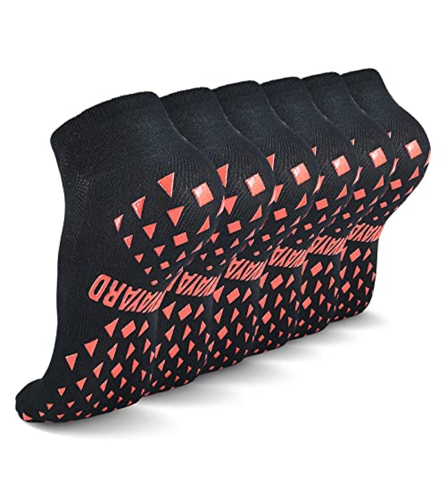 NOVAYARD 6 Pairs Non Slip Grip Socks for Hospital, Yoga, Pilates - Men & Women - Black - Large - Buy Online on GoSupps.com