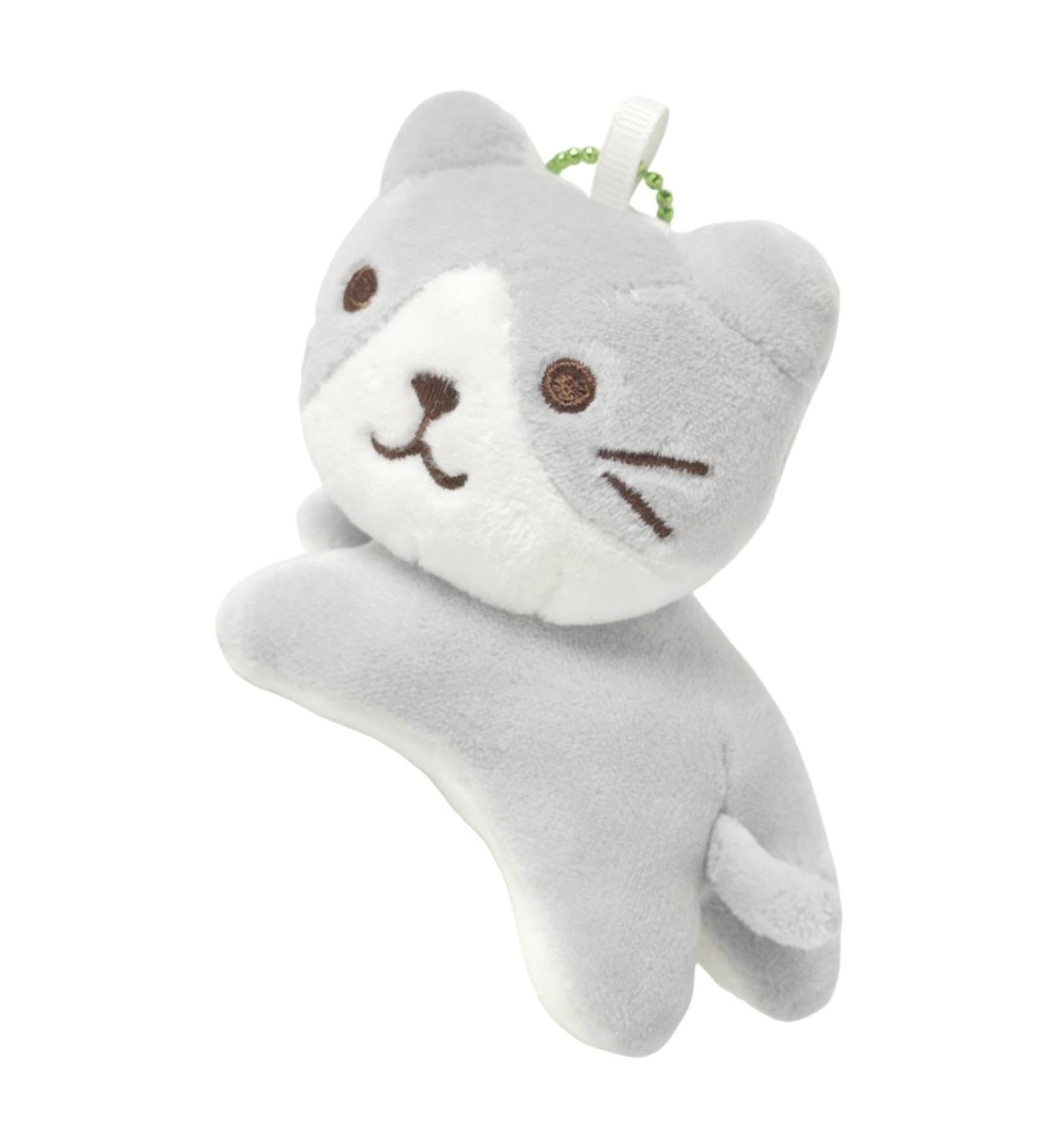 Shop Kawaii Cat Plush Key Pendant - Cute Cartoon Mini Cat Keychain Soft Plush Figure Toys in Light Gray & White - Buy Online on GoSupps.com