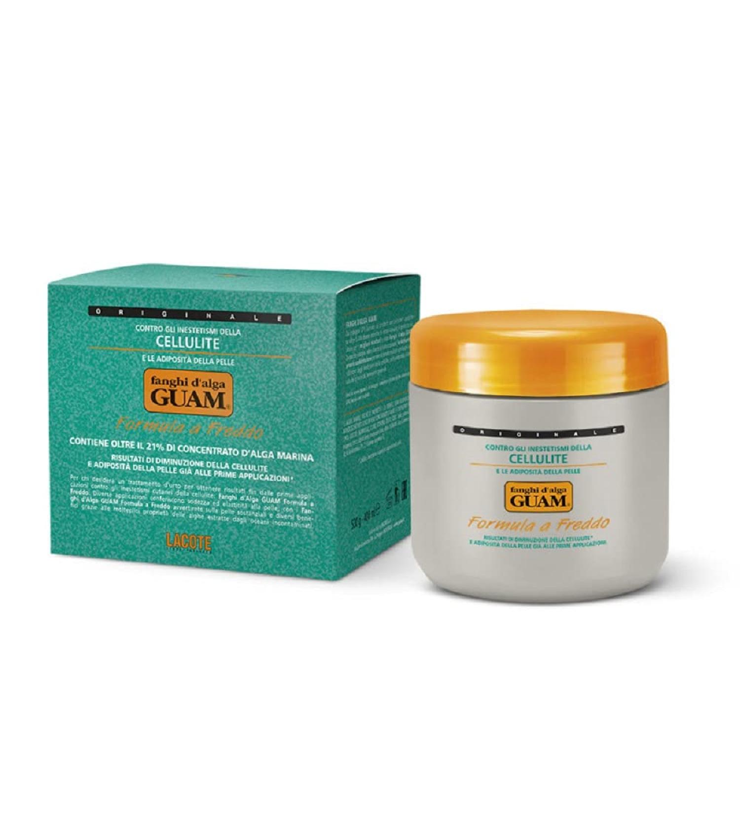 GUAM Cold Formula Seaweed Body Wrap 500gr - Cooling Anti-Cellulite Wrap for Thighs & Legs | Mud Mask for Body Sculpting & Firming - Buy Online on GoSupps.com