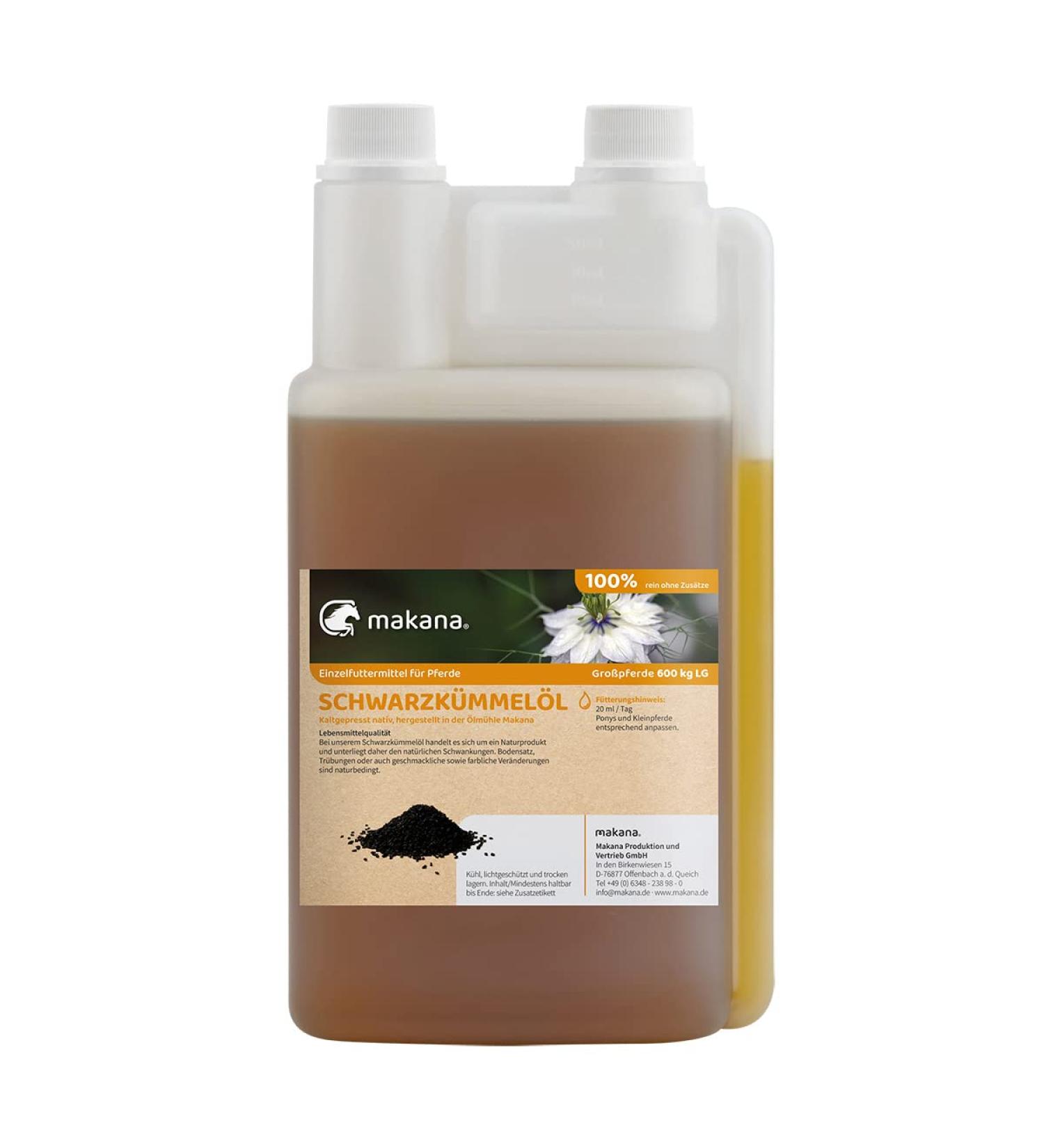 Makana Cold Pressed Black Seed Oil for Animals 100% Pure 1000 ml Polyethylene Dosing Bottle (1 x 1 L) - Buy Online on GoSupps.com