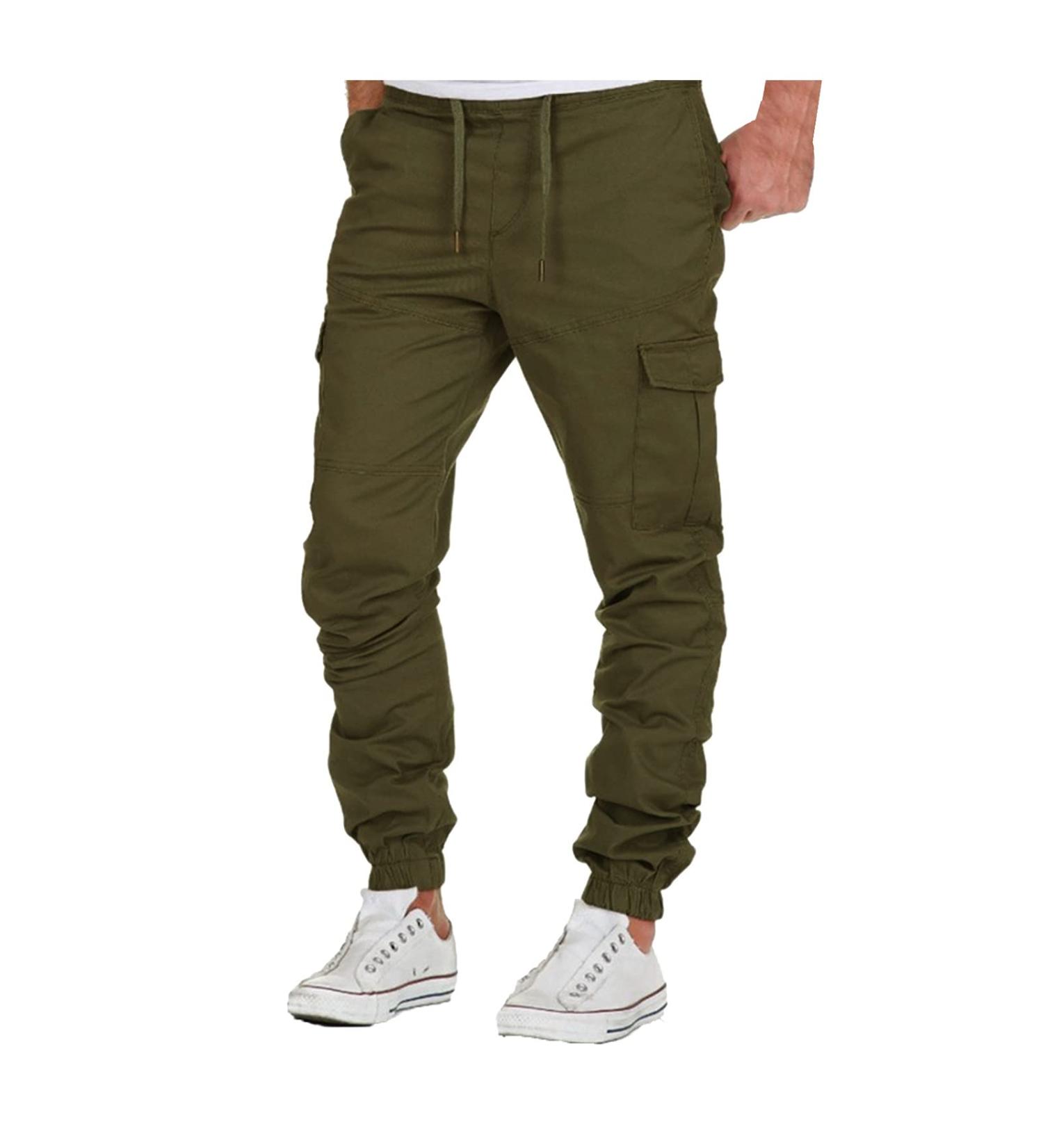 Buy Haiorziyou Men s Slim Fit Cargo Jeans Stretch Sports Pants for Jogging & Leisure | Vintage Style Green Trousers - Buy Online on GoSupps.com