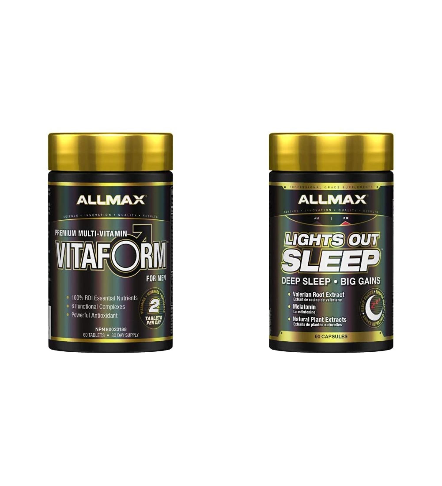 Allmax Nutrition - VITAFORM - Premium - Performance Multi-Vitamin for Men - 30-day Supply - 60 Count & Nutrition - Lights Out Sleep - Deep Sleep for Big Gains 60 Count Multi-Vitamin + Lights Out Sleep 60 Count - Buy Online on GoSupps.com