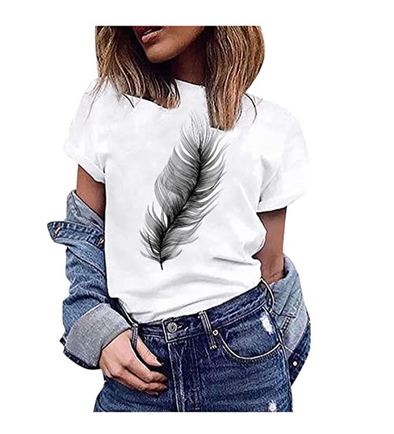 Dandelion Floral Print Summer Top for Women | Casual Dressy Blouse | White, Large - Buy Online on GoSupps.com