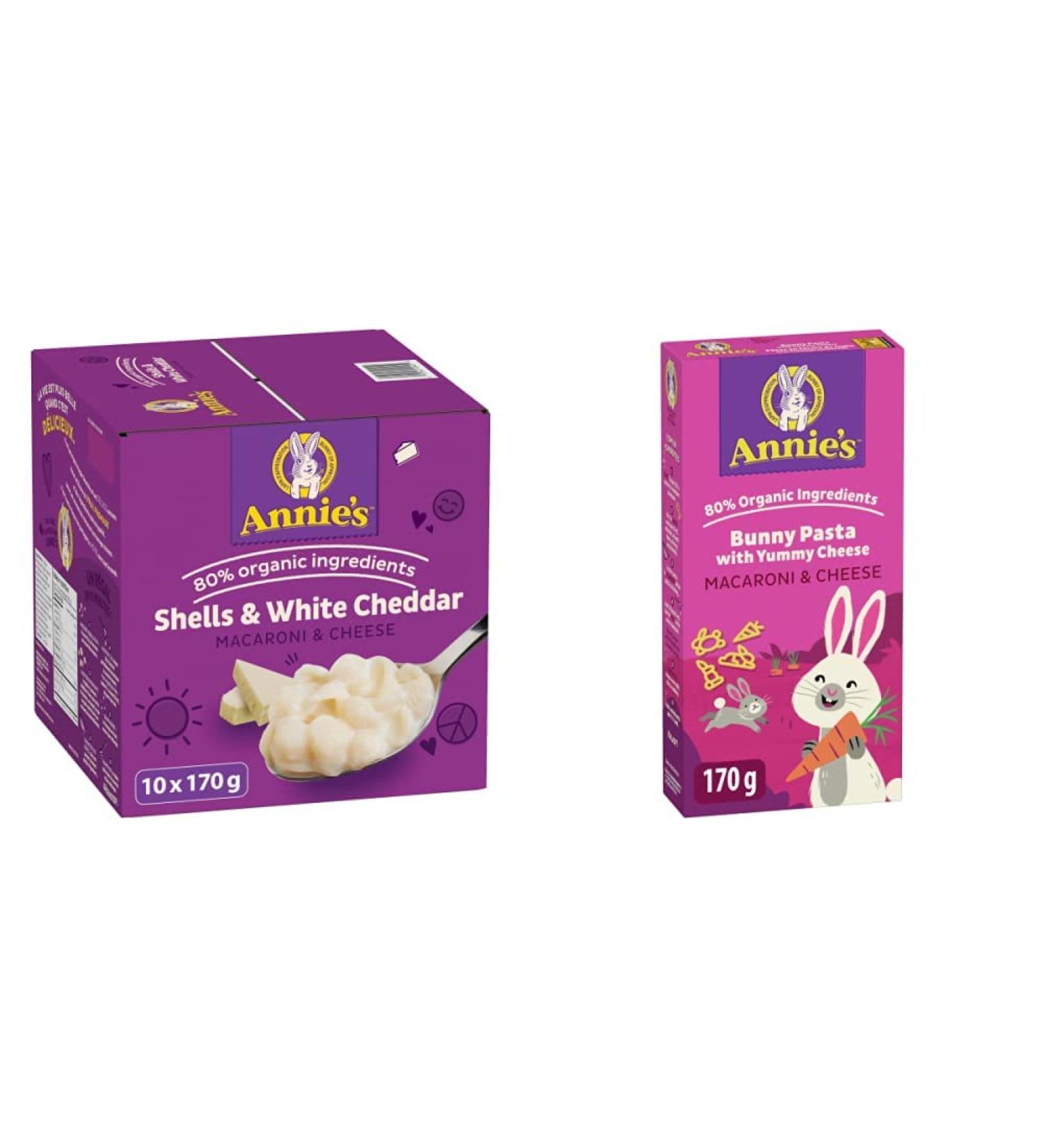Annie's Shells & White Cheddar Macaroni & Cheese 1.7 Kg & Bunny Pasta Yummy Cheese Macaroni & Cheese 170 Grams - Buy Online on GoSupps.com