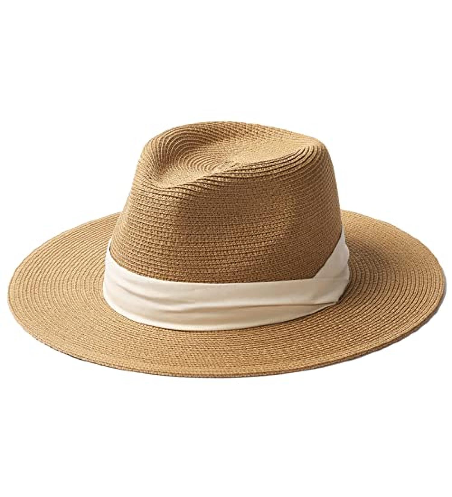 FURTALK Panama Hat Wide Brim Fedora Straw Beach Hat UV UPF 50 | Khaki+White | Medium-Large - Buy Online on GoSupps.com