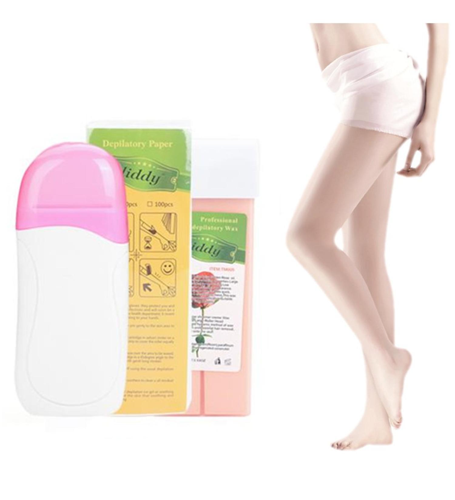 3 IN 1 Roll On Wax Device Set | Wax Cartridges & 100Pcs Depilatory Paper for Body Hair Removal - International Shipping Available - Buy Online on GoSupps.com
