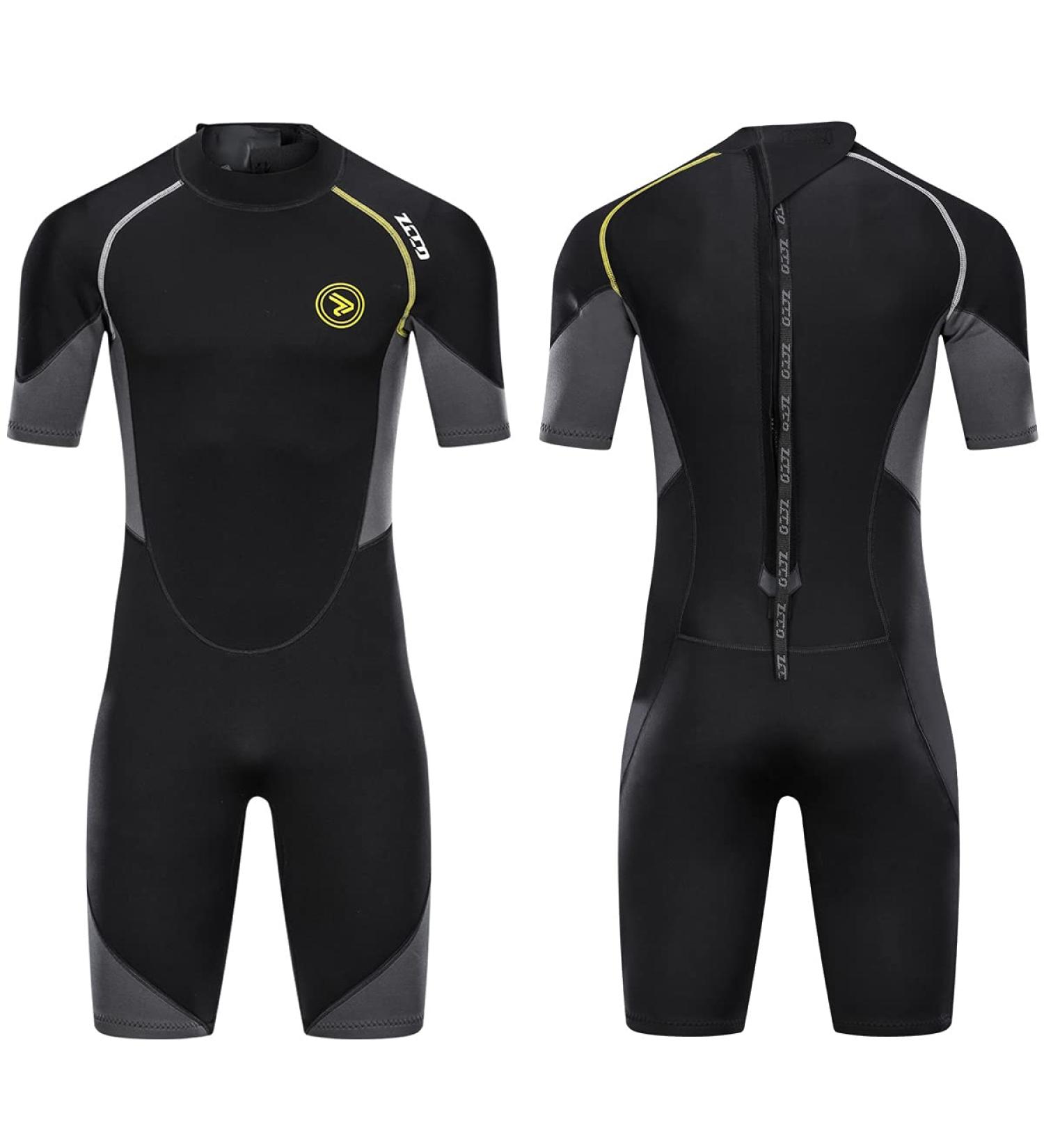 Wetsuit Shorty for Men 1.5mm Neoprene Back Zip Spring Suit | Diving, Surfing, Snorkeling | Black-Gray | XX-Large - Buy Online on GoSupps.com