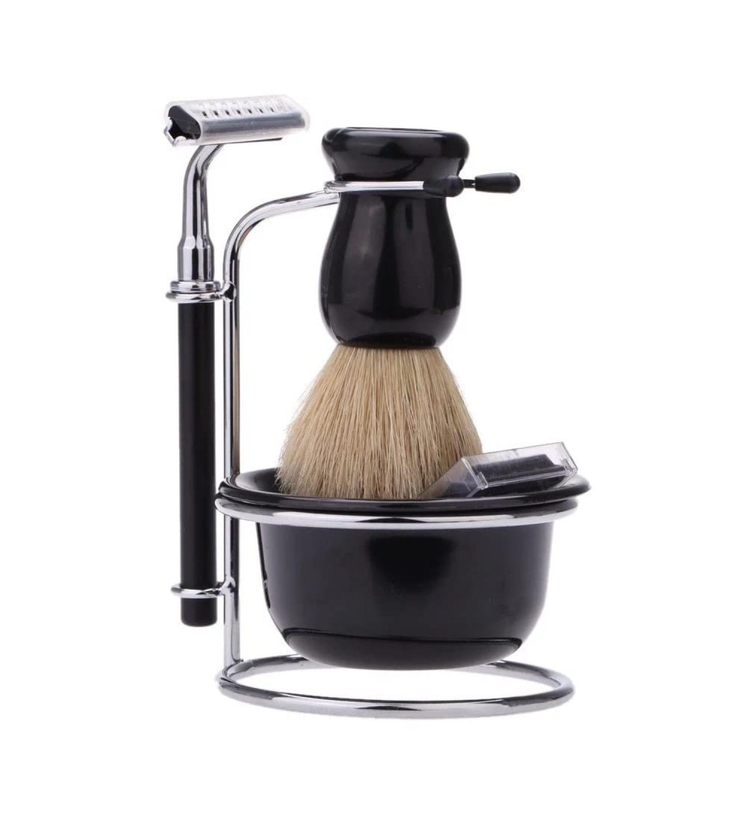 Buy Lefeda Simply Men's Razor Brush Set - Professional Beard Grooming Kit with Shell Stand & Holder | 9.7x14.5cm Silver - Perfect Mustache & Shaving Tool - Buy Online on GoSupps.com