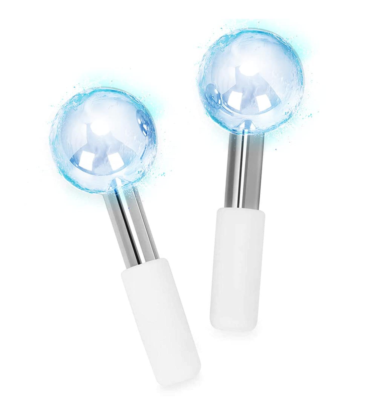 Arozk Ice Globes Facial Massager - Stainless Steel Cryo Cooler for Dark Circles Neck & Eye Skincare - White - Buy Online on GoSupps.com
