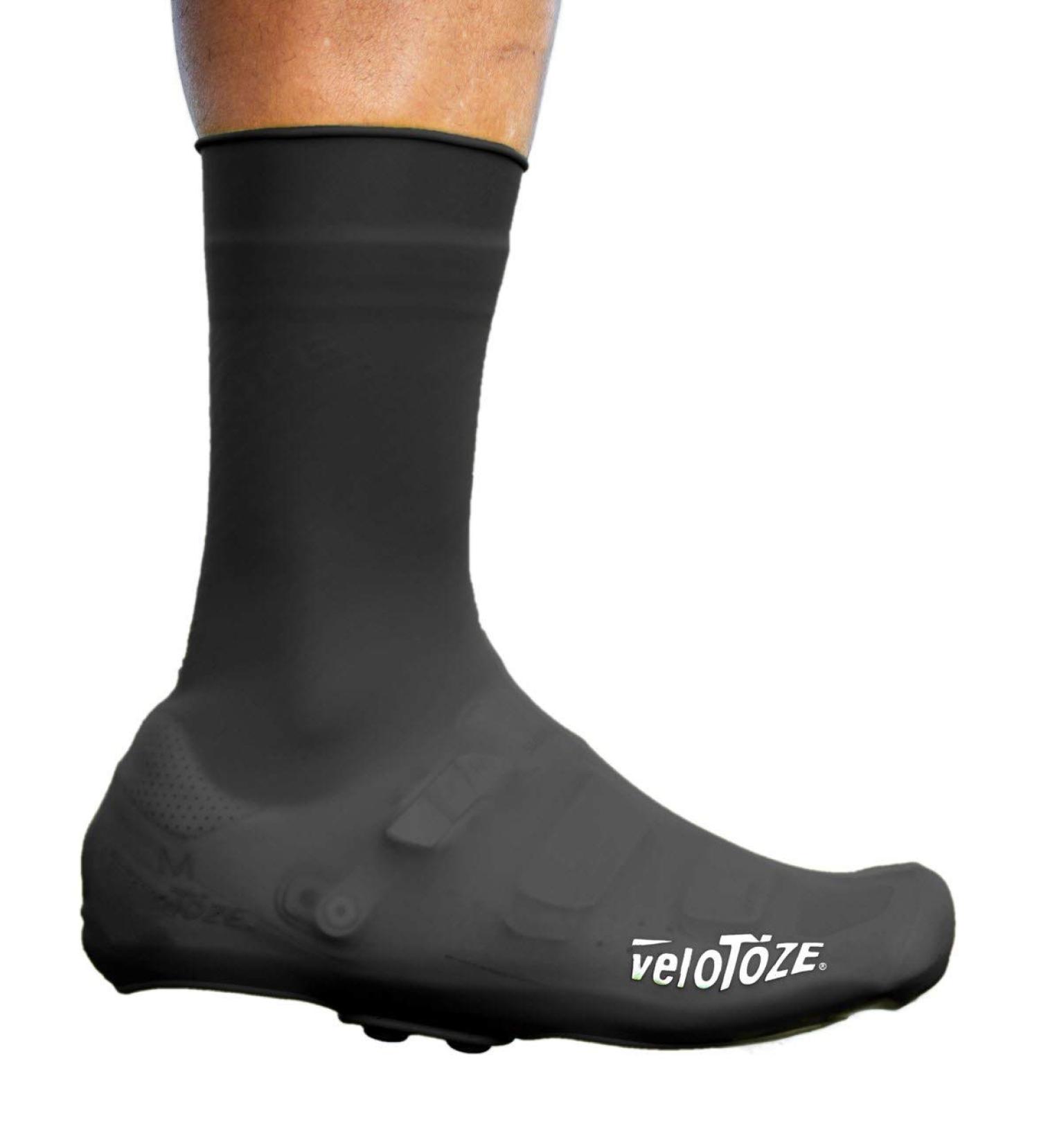 VeloToze Tall Silicone Shoe Cover with Snaps - Waterproof & Windproof Boot-Style Overshoes for Road Cycling - Black Large - Buy Online on GoSupps.com