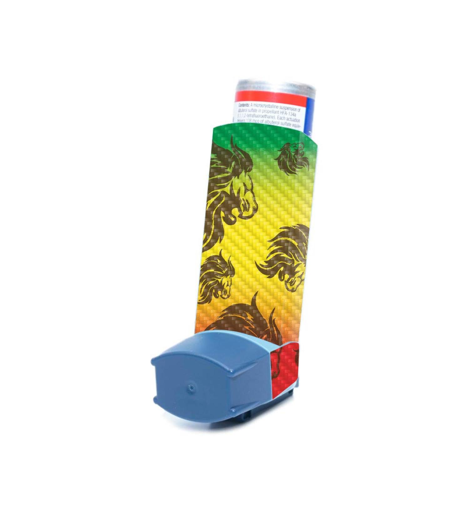 MightySkins Carbon Fiber Skin for Ventolin HFA Asthma Inhaler - Rasta Lion | Durable Textured Finish | Easy to Apply & Change Styles | Made in USA - Buy Online on GoSupps.com