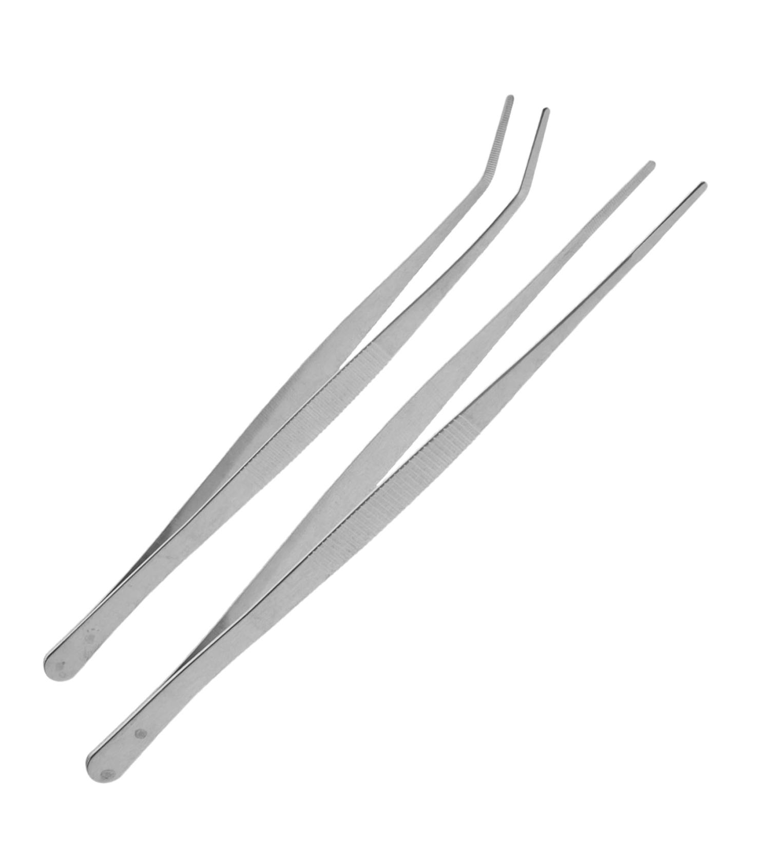 Professional Curved Tweezers - 25cm Stainless Steel Non-Slip Angled for Water Pumps & Corals - 2 Piece Set - Buy Online on GoSupps.com