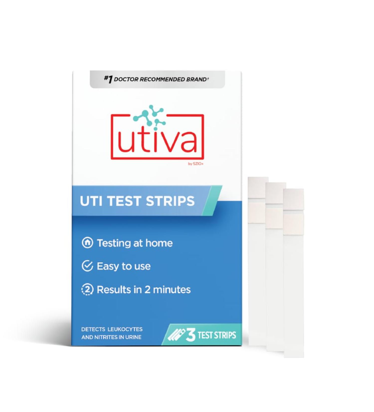 Utiva UTI Test Strips Home Test Kit for Urinary Tract Infection Clinically Accurate Results in 2 Minutes Urine Test Strips for Women and Men 3 Individual At Home UTI Tests 3 count (Pack of 1) - Buy Online on GoSupps.com