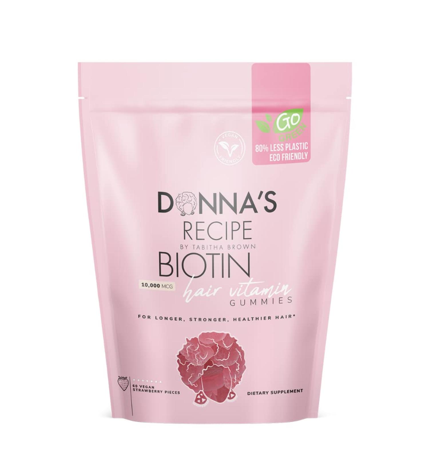 Tabitha Brown Vegan Strawberry BIOTIN Hair Vitamins Gummies - Donna's Recipe - Buy Online on GoSupps.com