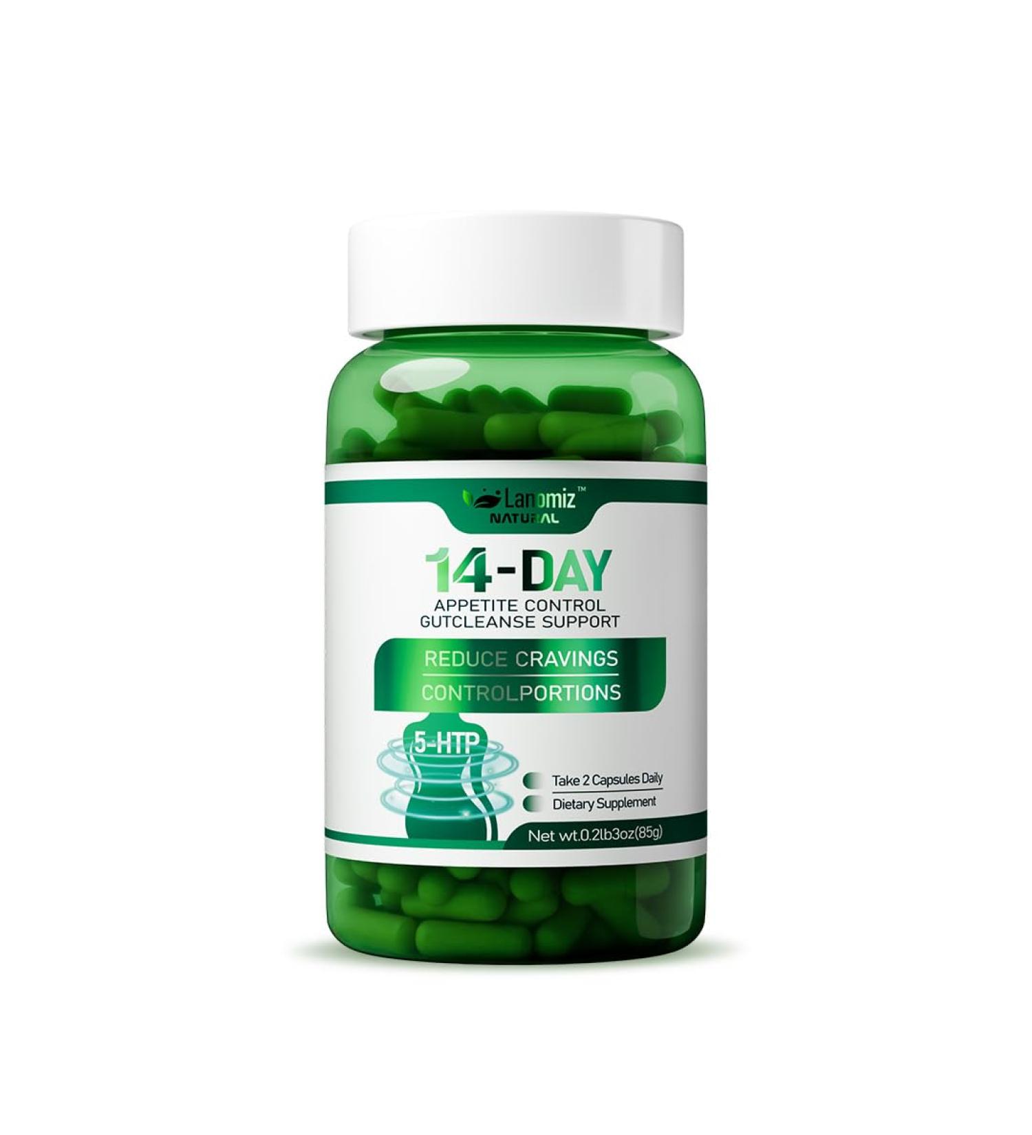 Lanomiz 14DAY Appetite & Craving Control Gut Health Complex Featuring Delayed-Release Probiotics & White Kidney Bean Extract 5-HTP(5-hydroxytryptophan) 60 Vegetarian Capsules - Buy Online on GoSupps.com