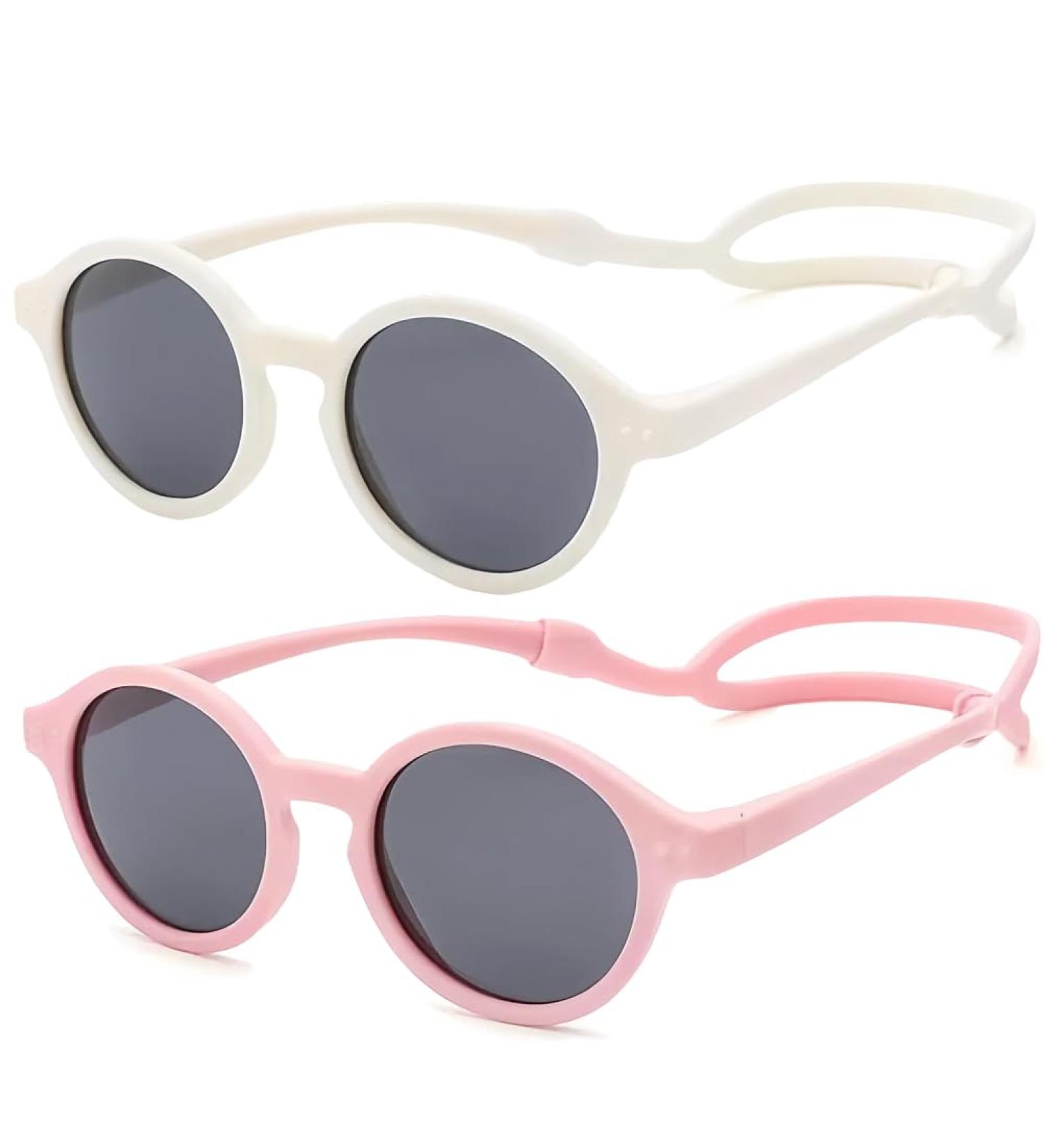 FBHLZ Baby polarized sunglasses UV400 with anti-falling headband TPEE material UV proof suitable for babies 0-12 Months White+pink Grey - Buy Online on GoSupps.com