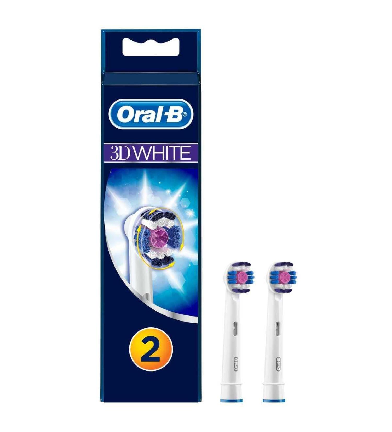 Oral-B 3D White Electric Toothbrush Replacement Head - 2 Refill Brushes - Buy Online on GoSupps.com