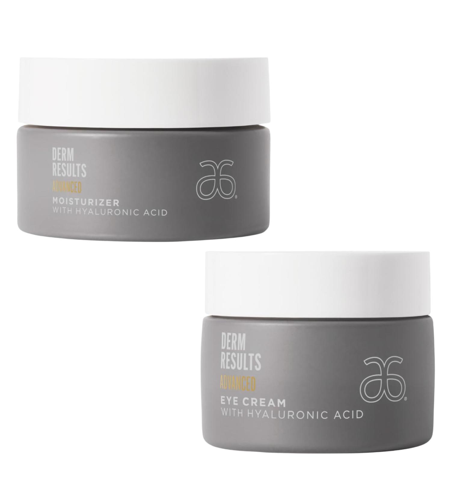 Arbonne DermResults Advanced Face Moisturizer with Hyaluronic Acid Hydrating Facial Cream for Dry Skin and DermResults Advanced Eye Cream with Hyaluronic Acid Hydrating Under Eye Cream - Buy Online on GoSupps.com