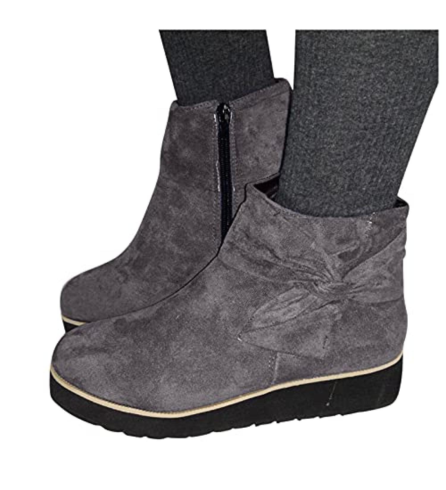 Copercn Women's Fashion Wedge Heel Ankle Boots - Grey, Size 7.5 - Buy Online on GoSupps.com