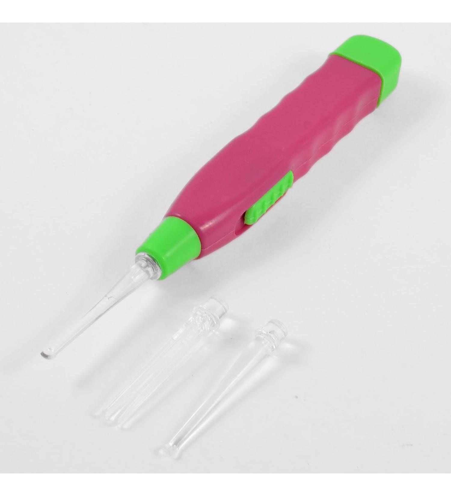 Qtqgoitem LED Light Illuminating Ear Pick Wax Remover Fuchsia Triple Heads (Model: b45 4e3 184 689 2a1)