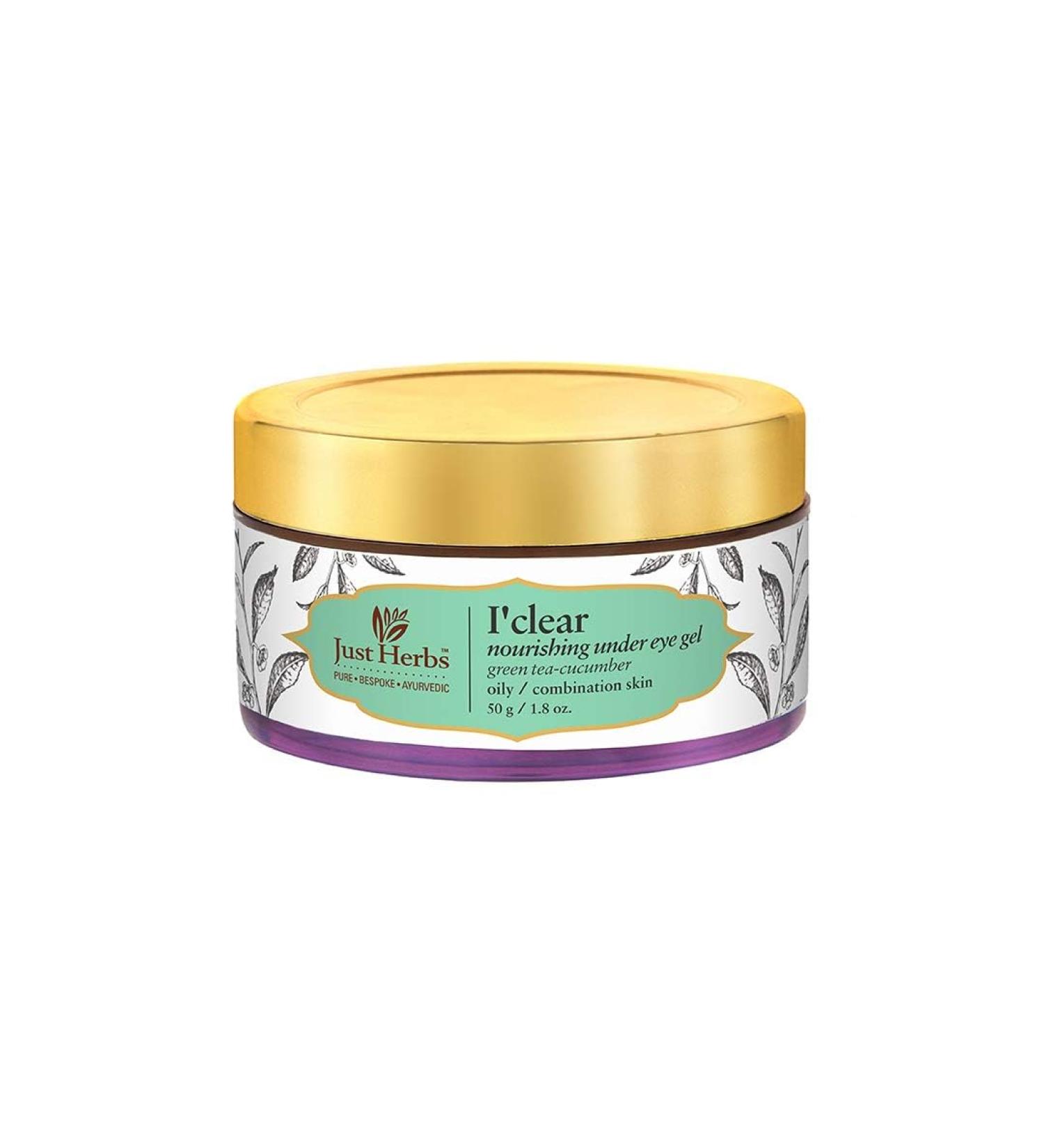 Green Velly Herbs Ayurvedic I'Clear Green Tea-Cucumber Nourishing Under Eye Gel For Dark Circle & Under Eye Bags Suitable For Oily/Combination Skin Type - For Men & Women - Buy Online on GoSupps.com