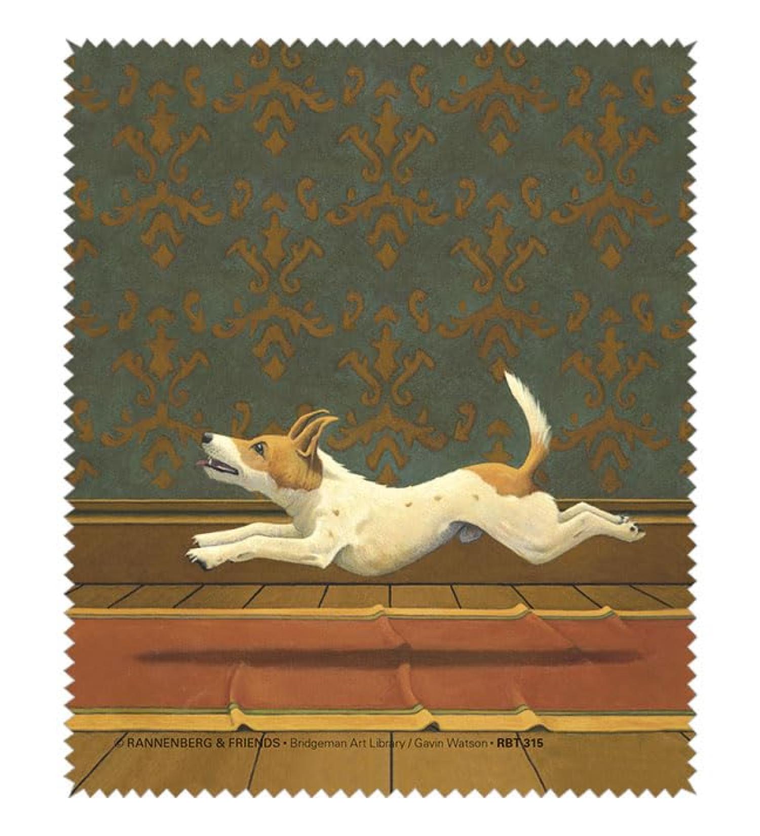 Rannenberg & Friends RBT315 glasses cleaning cloth/microfiber cloth |Topic: DogGS - colorful dogs |Motif: Jack Russel Terrier - The Postman Only Rings |Dimensions 15 x 18 cm