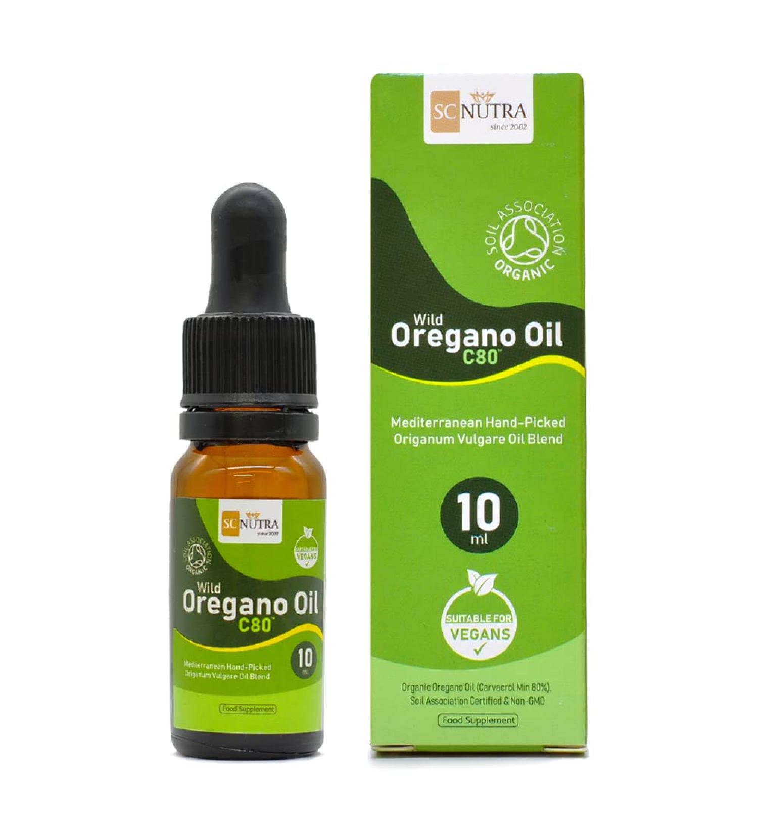 Organic Wild Oregano Oil C80 10ml - High Carvacrol Content - UK Soil Association Approved - Buy Online on GoSupps.com