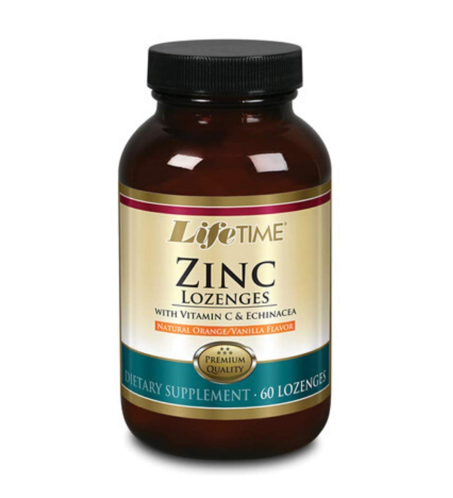 LIFETIME Zinc Lozenge w/VIT C & Echinacea Lozenge Orange (Btl-Glass) | 60ct