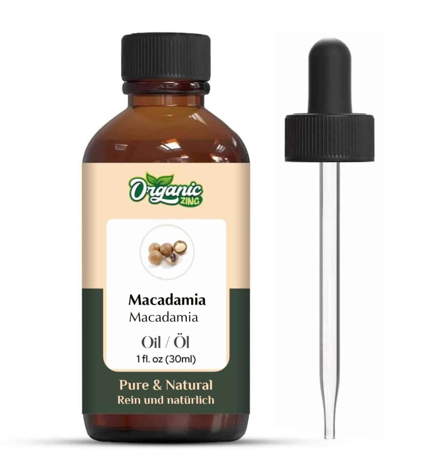 ORGANIC ZING Organic Zing Macadamia Oil (Macadamia ternifolia) - Pure and natural carrier oil for massage skin care and hair care - 30 ml