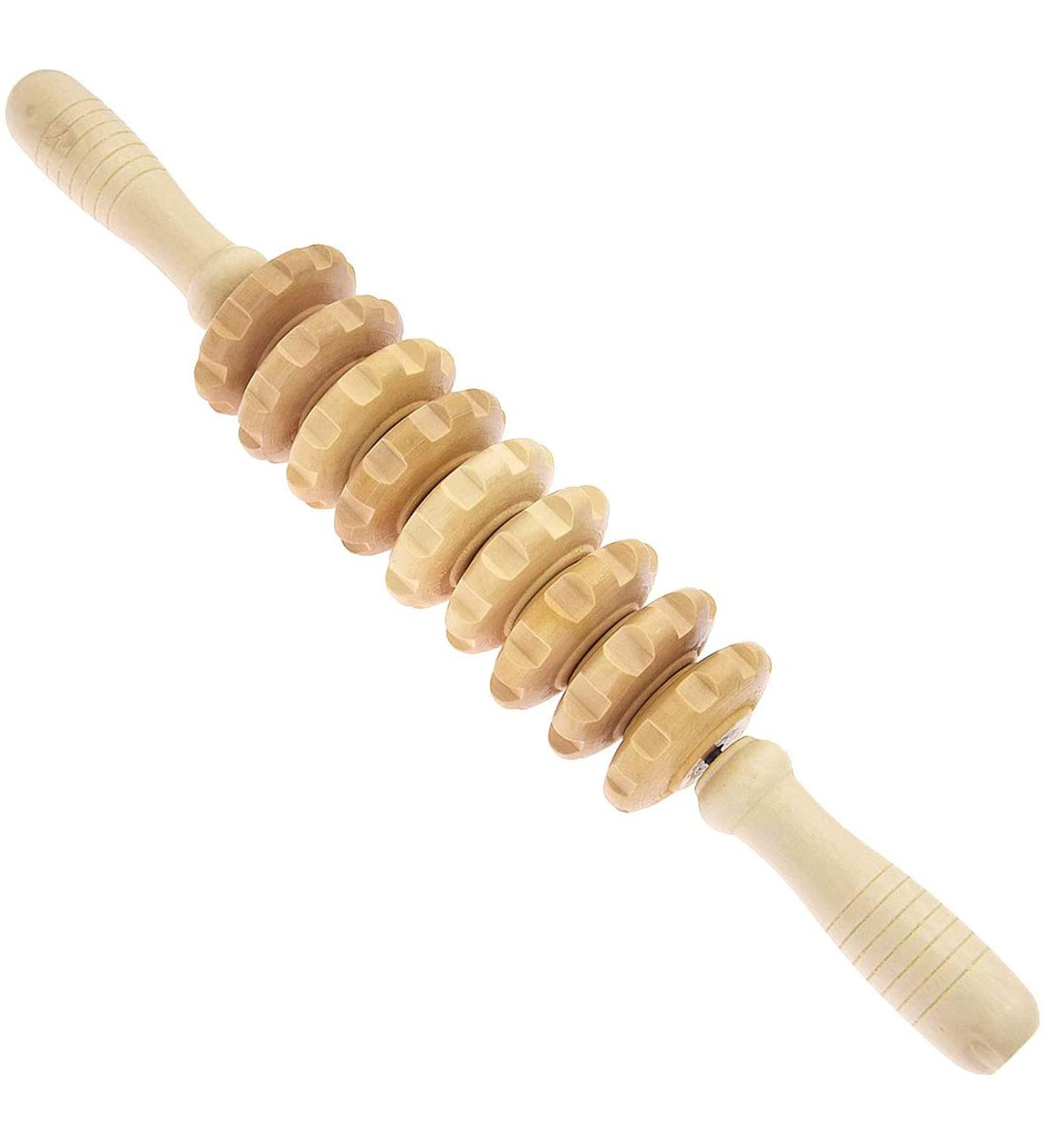 Haobin Wooden Massage Stick - Deep Tissue Roller for Neck Back & Body Relief | Premium Massage Device - Buy Online on GoSupps.com