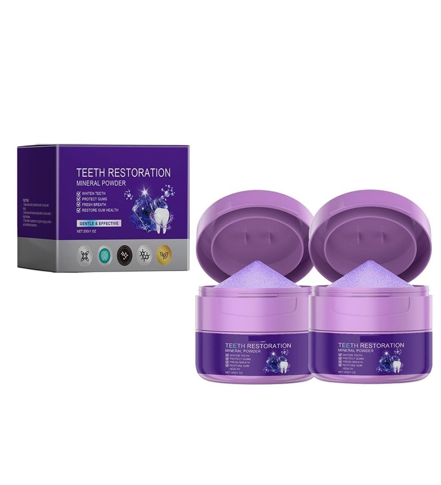 Purple Brightening Tooth Powder - Gently Cleans Surfaces Restores Tooth Luster Reduces Gum Discomfort Eliminates Bad Breath And Provides Long-lasting Freshness.(3pcs) - Buy Online on GoSupps.com