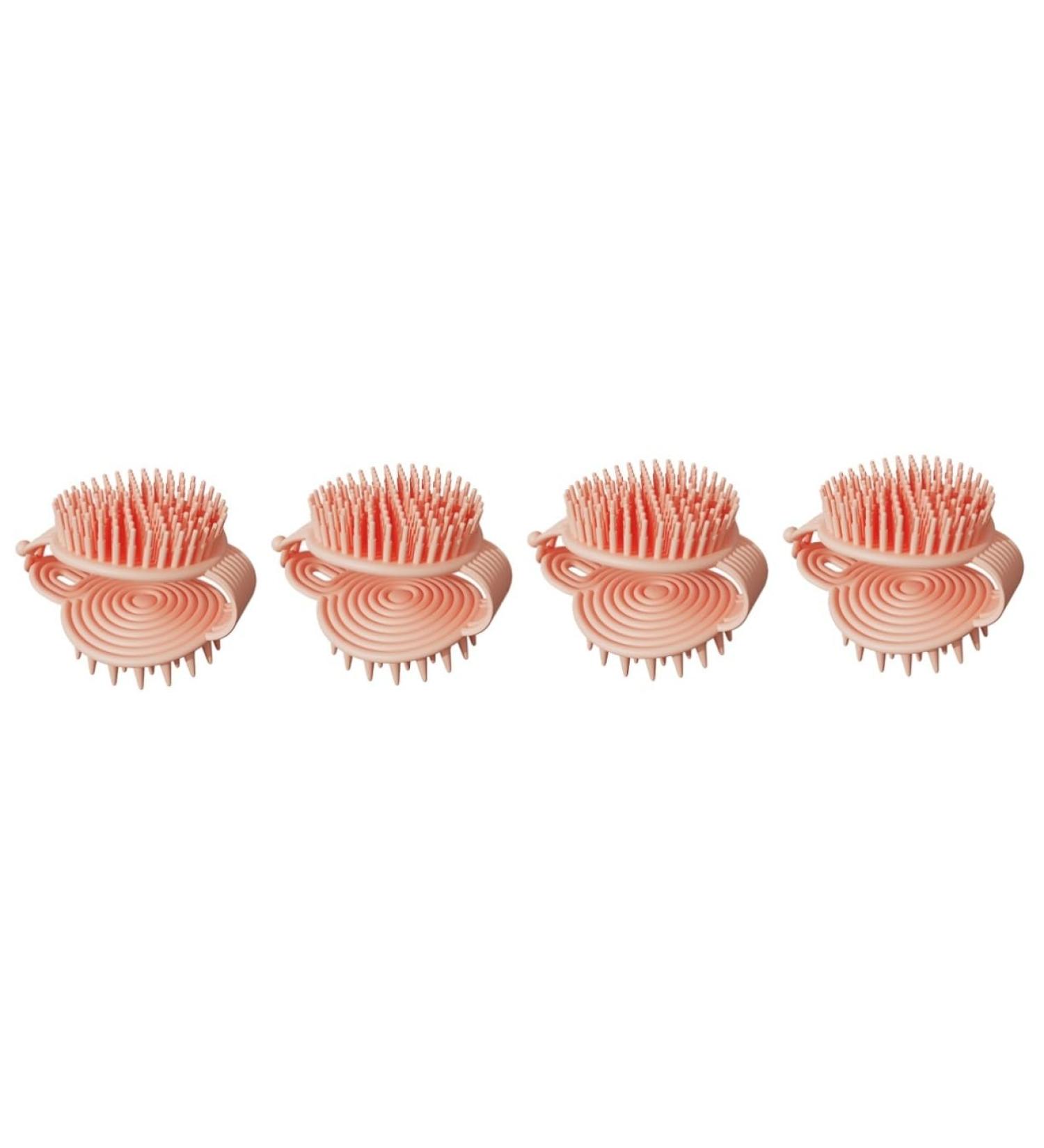 Fomiyes 4-Piece Soft Scalp Massage Shampoo Brush Set - Pink Hair Care & Bathing Tool for Ultimate Relaxation - Buy Online on GoSupps.com