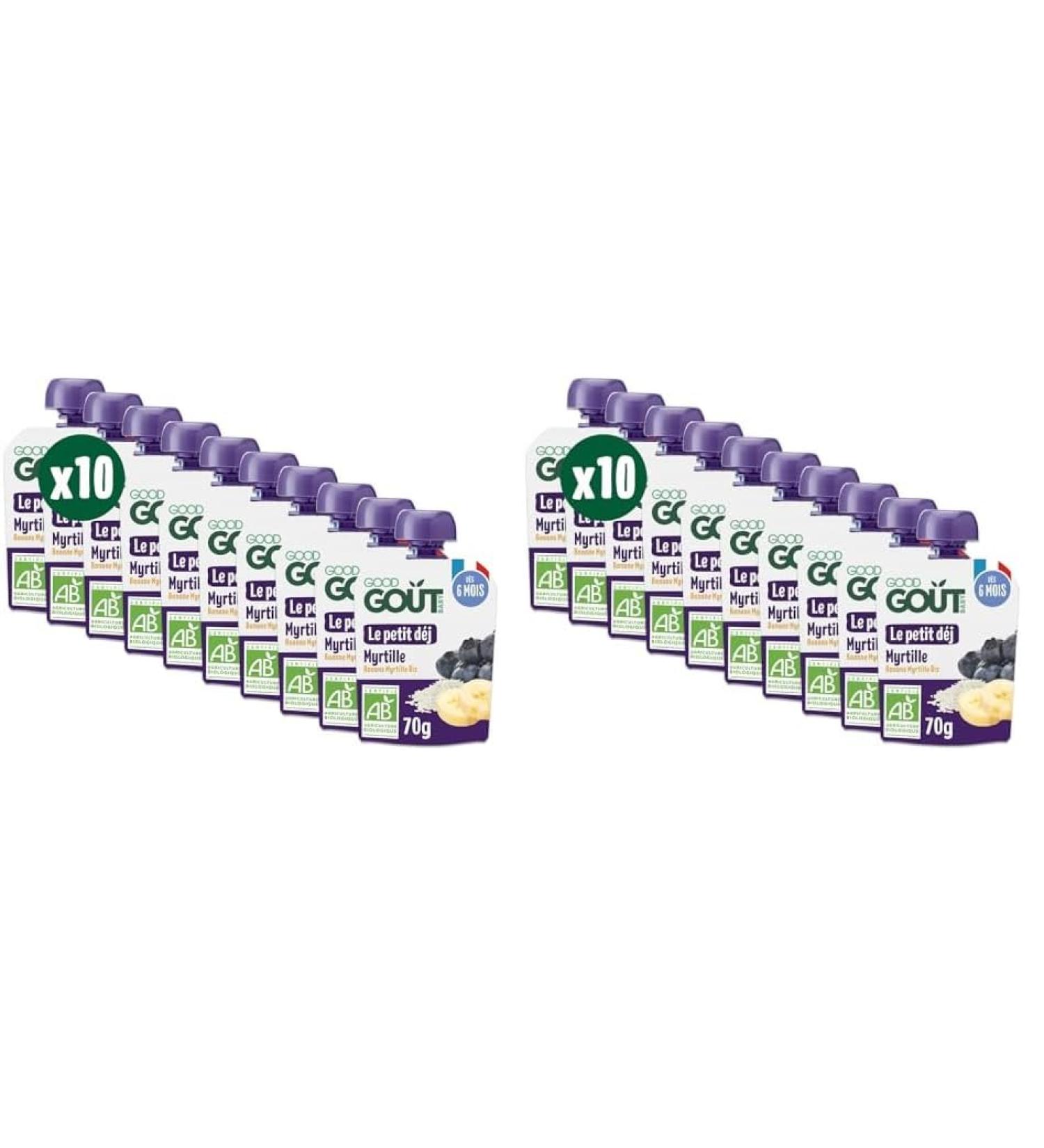 GOOD GO T - Petit D j Myrtille - Gourde Pour B b - D s 6 Mois - Format Nomade - Sans Sucres Ajout s - 10x70g (L'emballage peut varier) (Lot de 2) - Buy Online on GoSupps.com