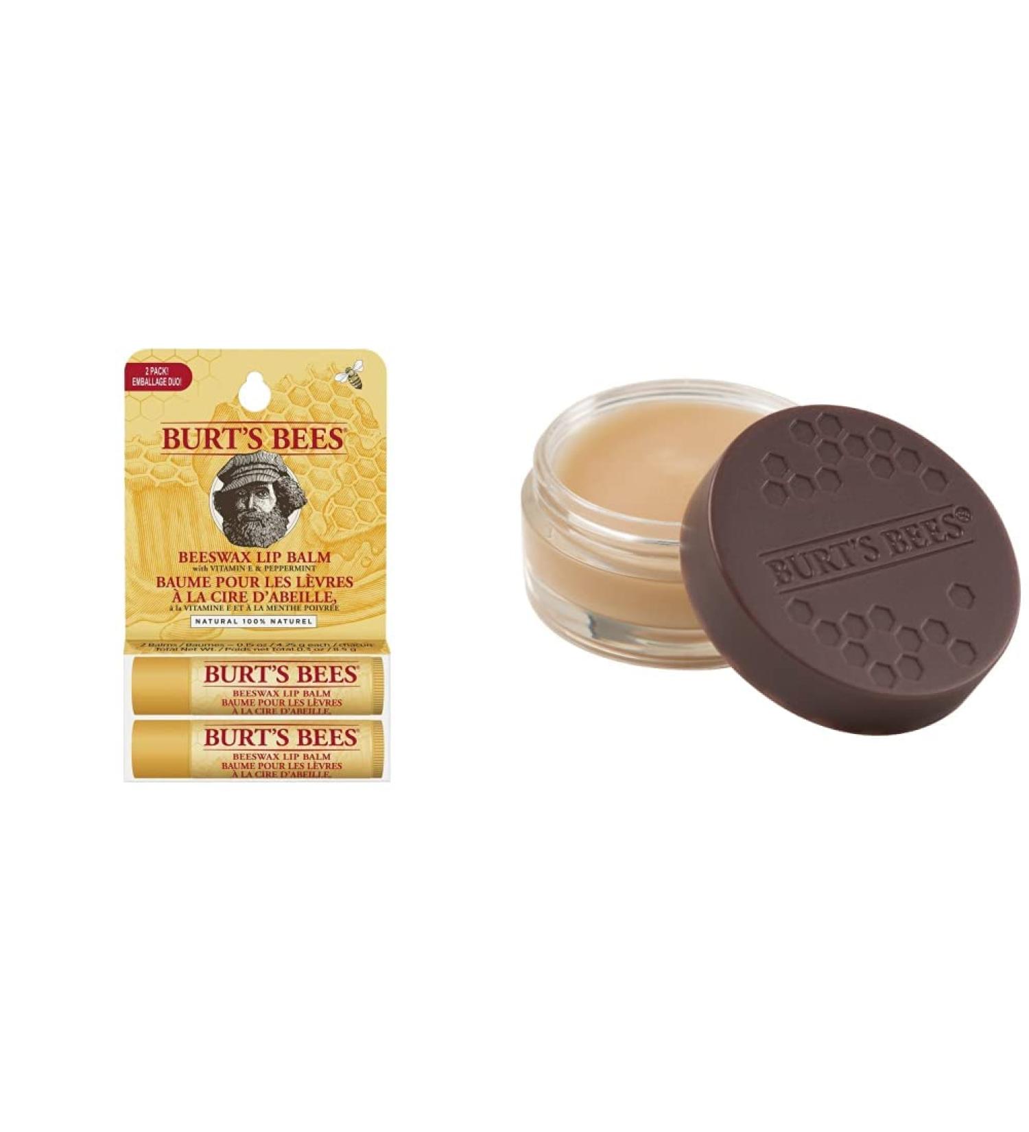 Burt's Bees 100% Natural Intensive Lip Care & Moisturizing Lip Balm 2-Pack | Best Price on Beeswax Lip Balm for Night Care - Buy Online on GoSupps.com