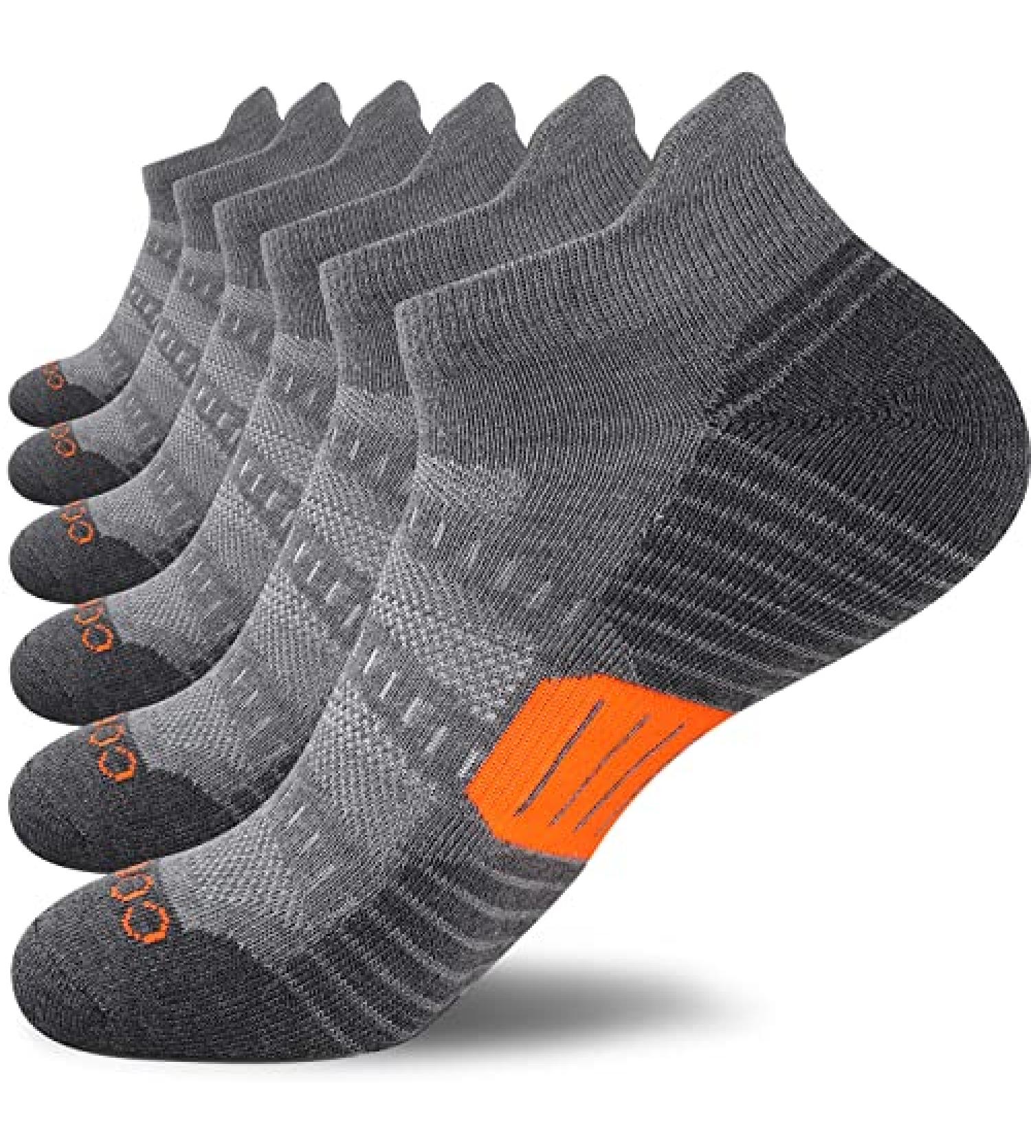 COOVAN Mens Ankle Athletic Socks - 6 Pack Light Grey | Cushioned & Breathable Low Cut Tab Socks - Buy Online on GoSupps.com