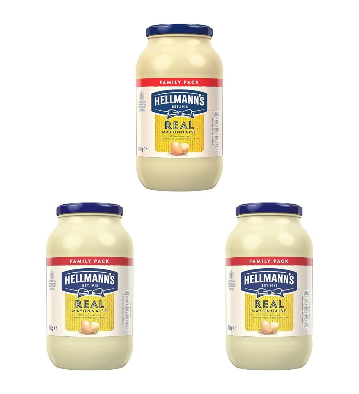 Hellmann's Real Mayonnaise with 100% free-range eggs and sustainably sourced oils for fries burgers and salads 800 g (Pack of 3) - Buy Online on GoSupps.com