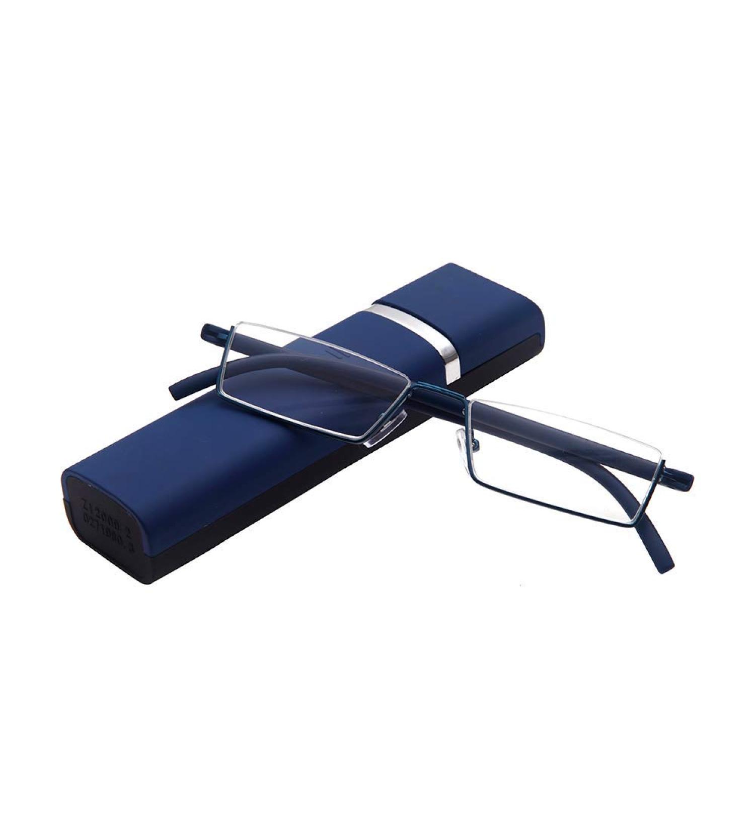 Kokobin Ultra-Light TR90 Reading Glasses | Half-Frame Metal Visual Aid +2.25 Diopter | Stylish Case for Men & Women - Blue - Buy Online on GoSupps.com