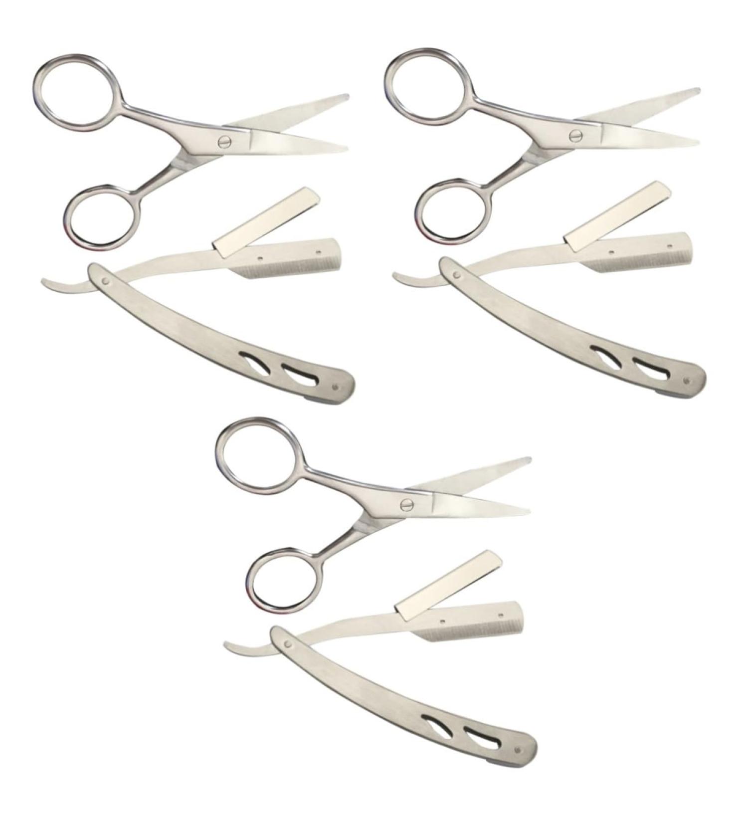 Minkissy 6-Piece Stainless Steel Hair Cutting Shears Set - Professional Razor Edge Mustache Trimmers & Scissors for Precision Grooming - International Shipping Available - Buy Online on GoSupps.com