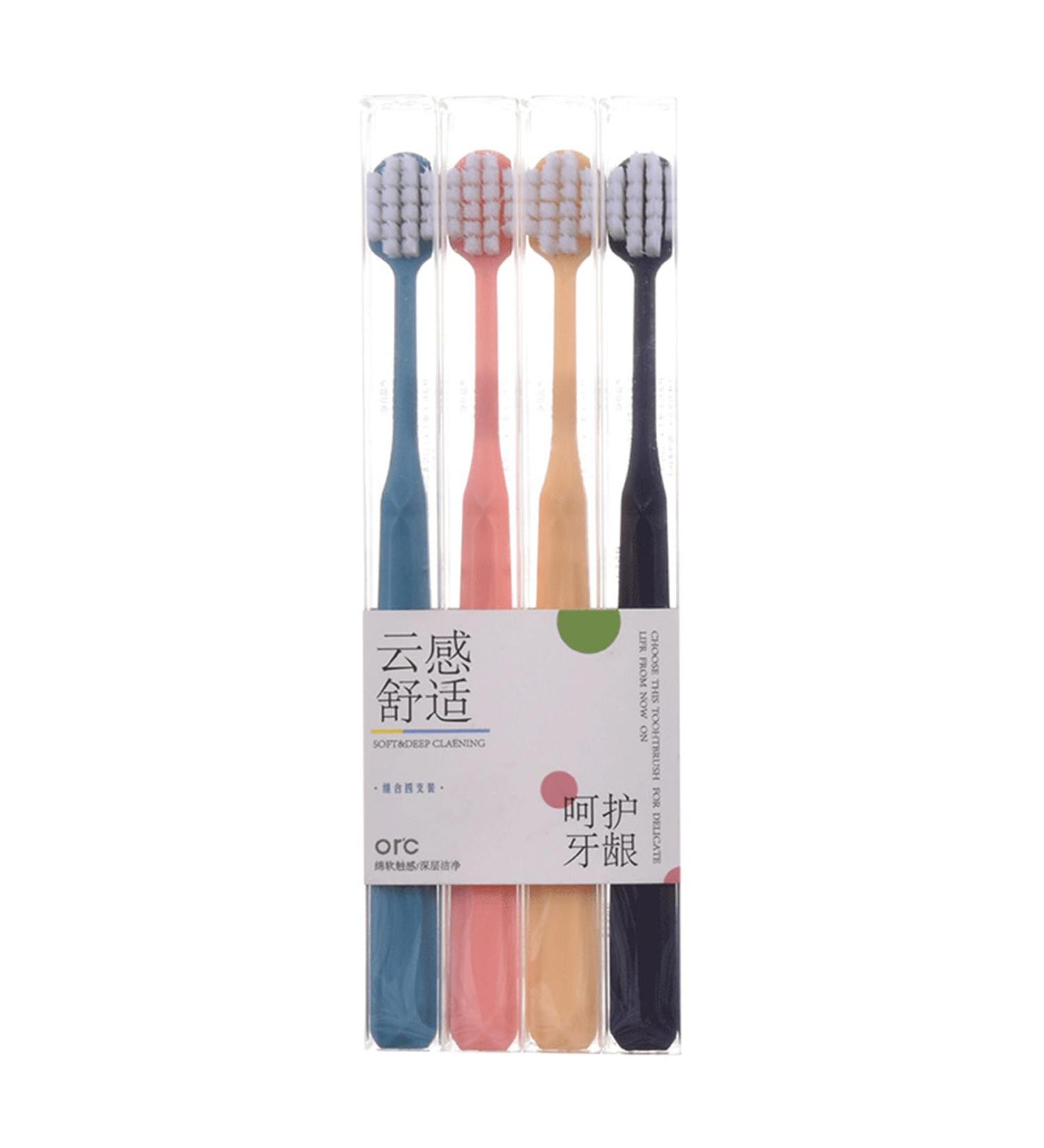 Soft Toothbrush for Adults | Deep Cleaning Travel Care Brush - 4 Pack for Men & Women - Buy Online on GoSupps.com