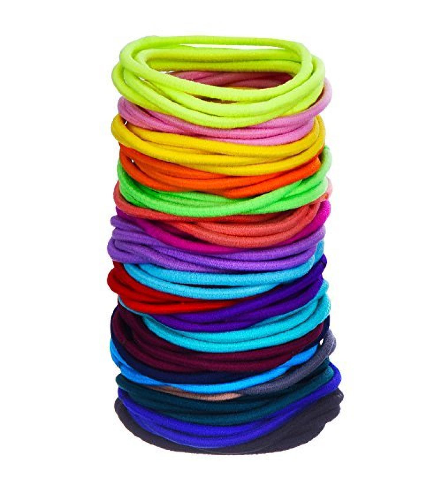 100 pieces hair elastic hair tie ponytail holder hair band (multi-colored) 5 x 0.3 cm