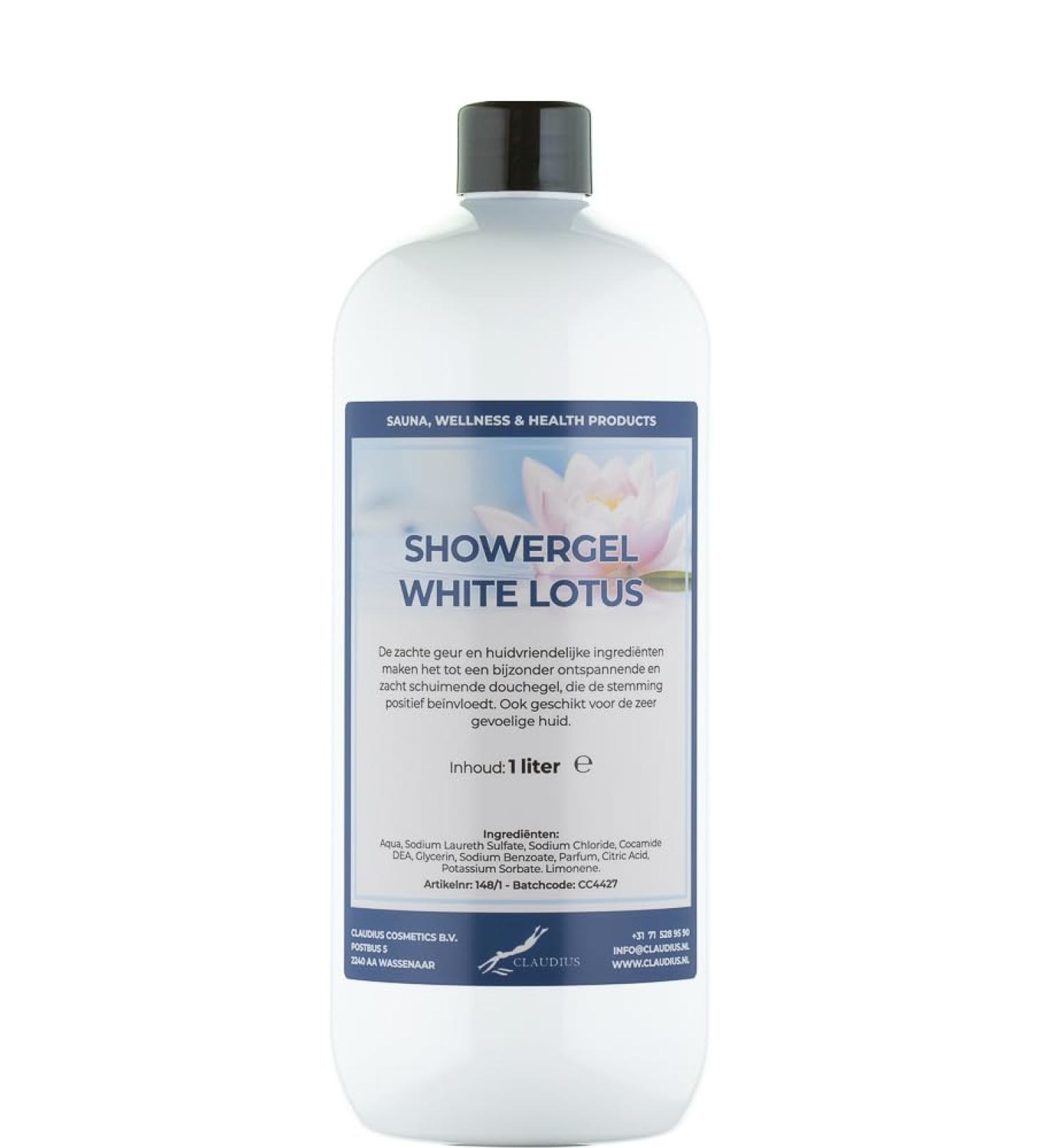 Claudius Showergel White Lotus 1 liter met dop wit