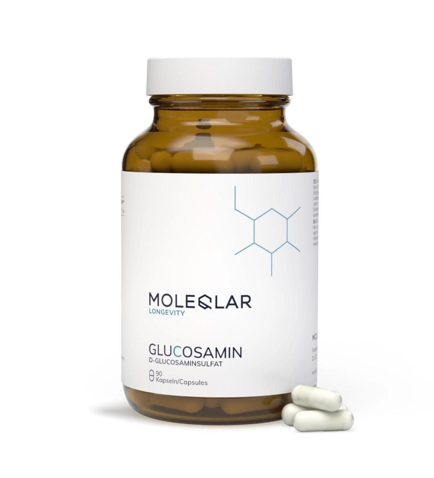 Moleqlar 1000mg Glucosamine Capsules - Vegan Gluten-Free 90 Premium Capsules - Bioavailable Glucosamine Sulfate - Lab Tested in Germany - International Shipping - Buy Online on GoSupps.com