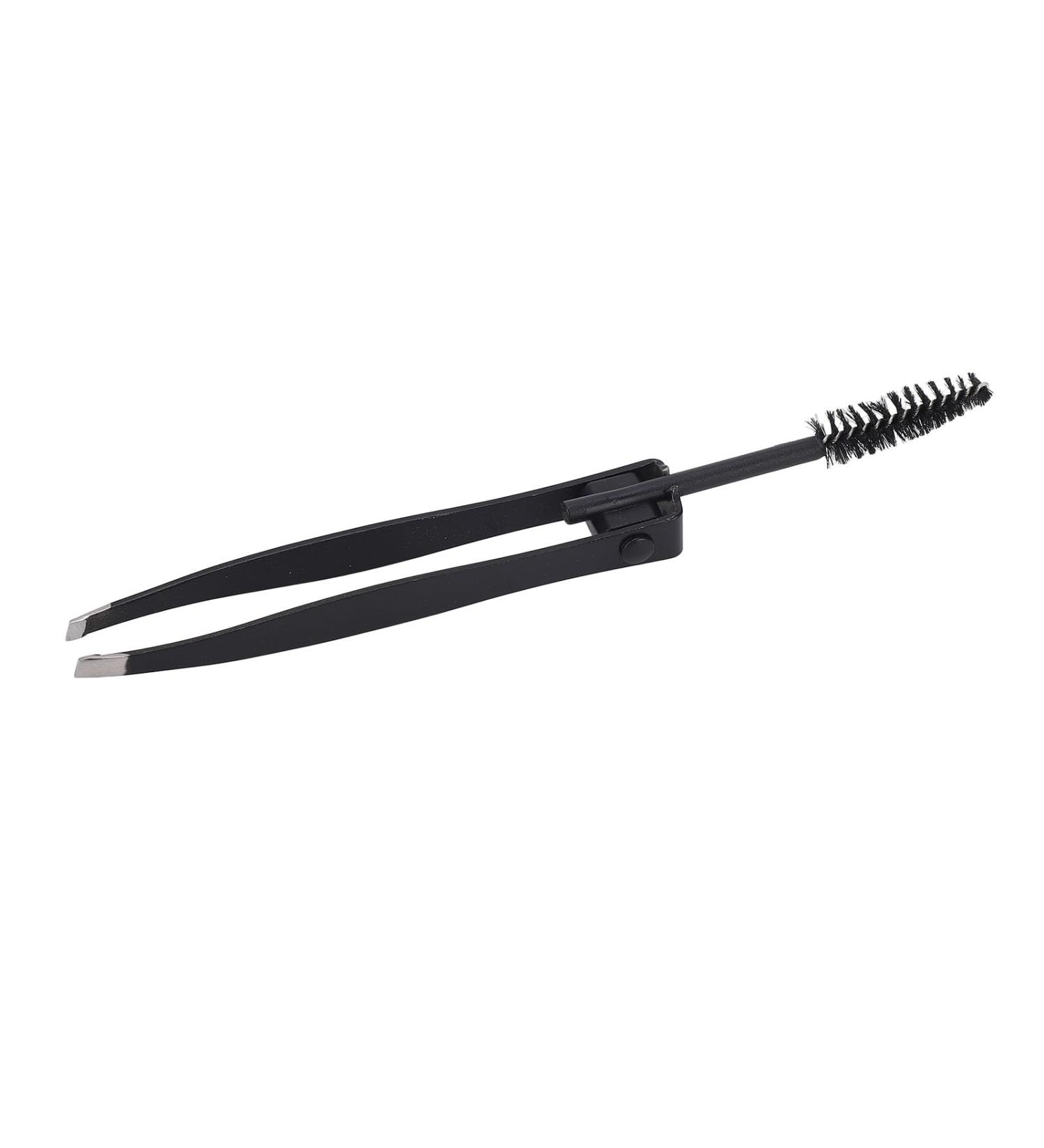 Multifunctional Eyebrow Tweezer with Eyebrow Comb Black 2 in 1 Makeup Grooming Tool for Eyebrows Or Facial Hair - Buy Online on GoSupps.com