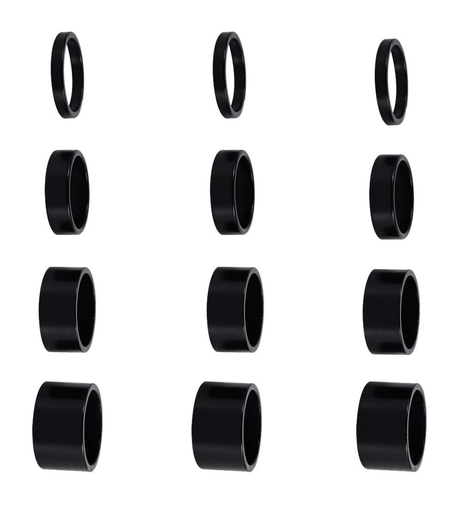 12 PCS Aluminum Alloy Bicycle Headset Spacer Set for 1 1/8-Inch Stem - Black | MTB BMX Mountain Road Bikes - Buy Online on GoSupps.com