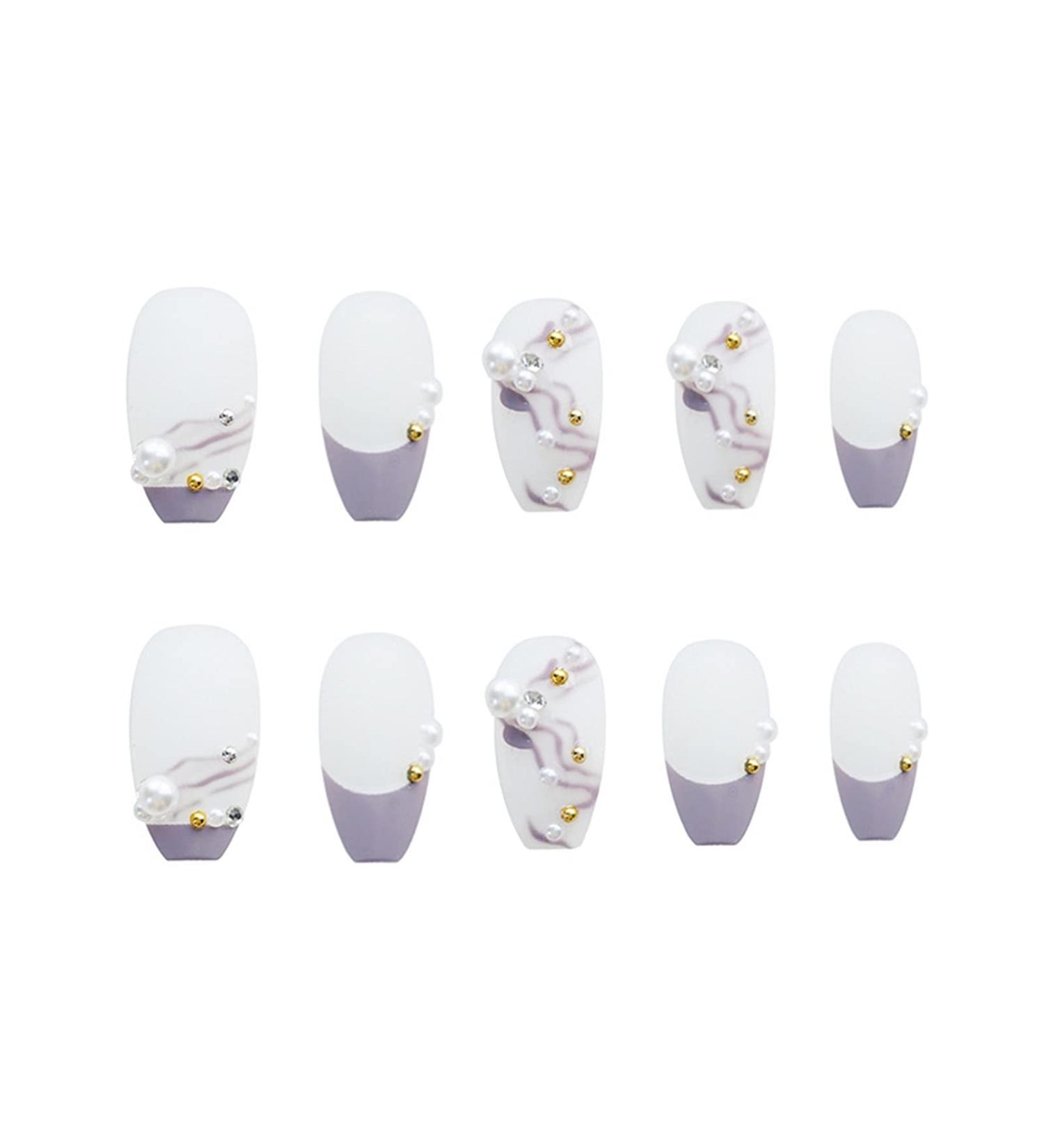 Chtom Ni a 70-Purple Baller Fake Nails Wearing Nail Sticker 1-Sheets