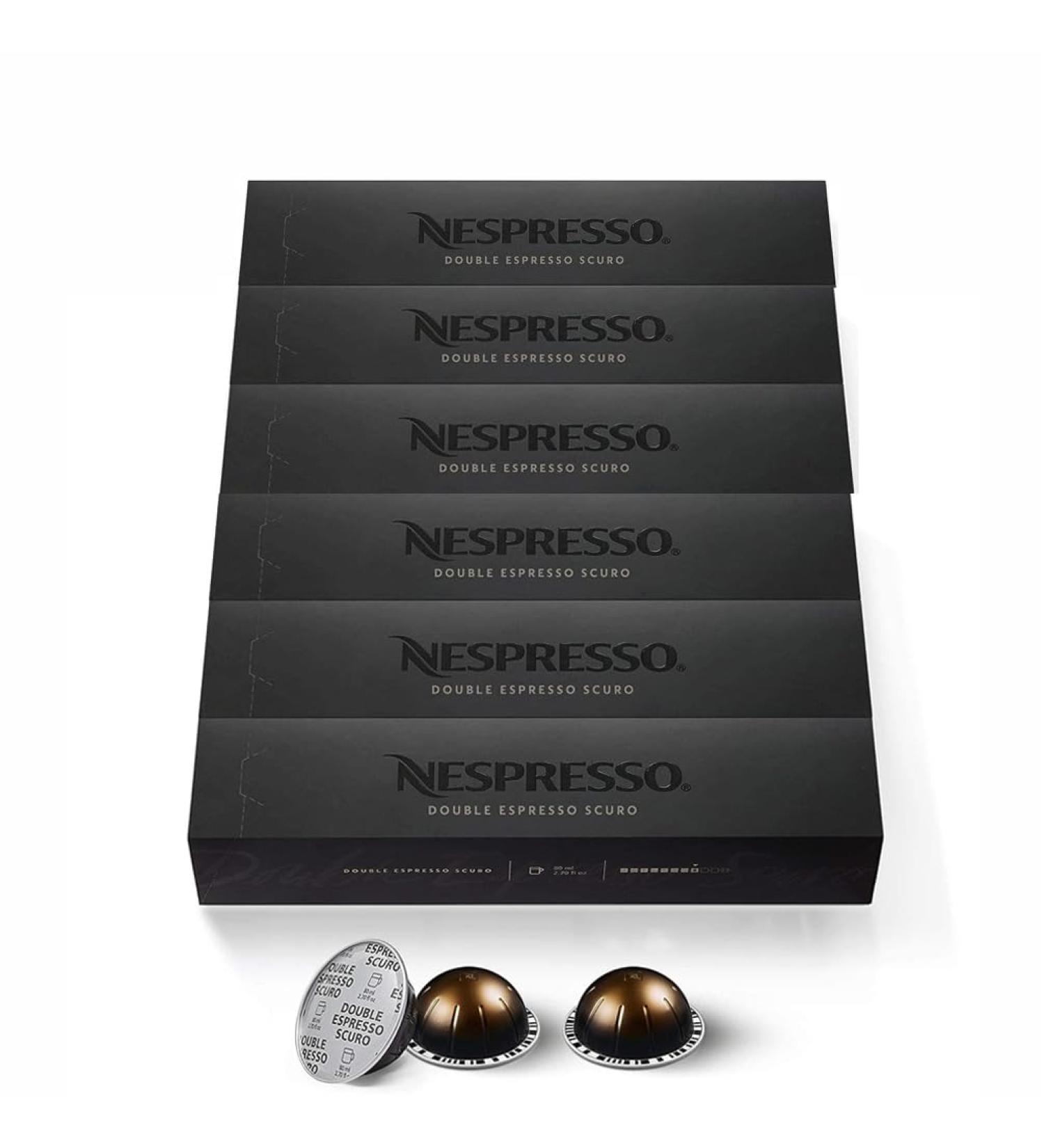 60 x Nespresso Vertuo Double Espresso SCURO Coffee Pods | Dark and Bold - Robusta Arabica | Intense Roast Double Blend | 80ml / 2.70 fl oz | (Pack of 10 Total 60 Coffee Capsules) - Buy Online on GoSupps.com