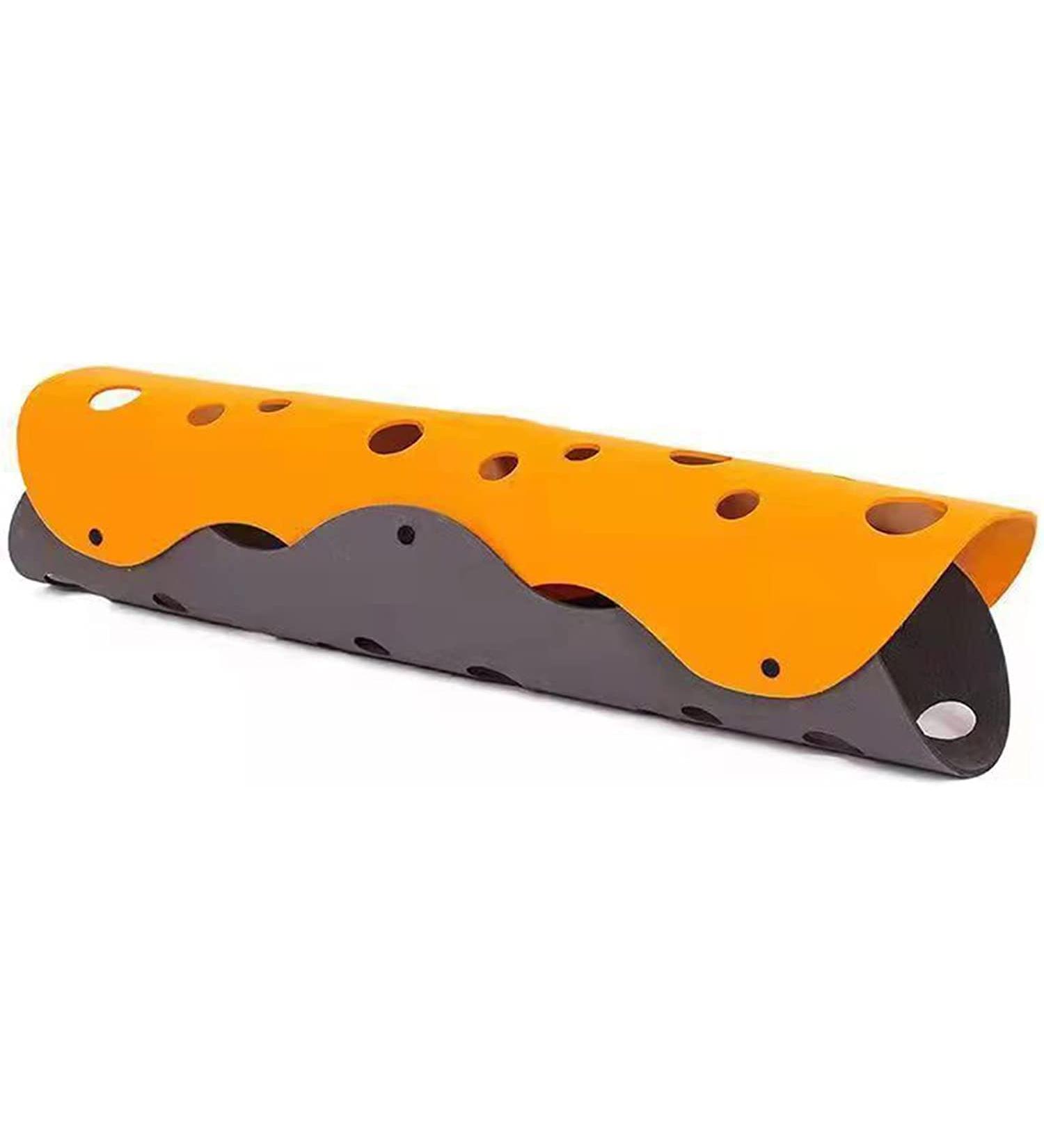 Foldable Cat Tunnels Bed with Holes - DIY Pet Play Mat for Interactive Fun - Grey Yellow Felt Cloth Design for Infinite Extension - Buy Online on GoSupps.com