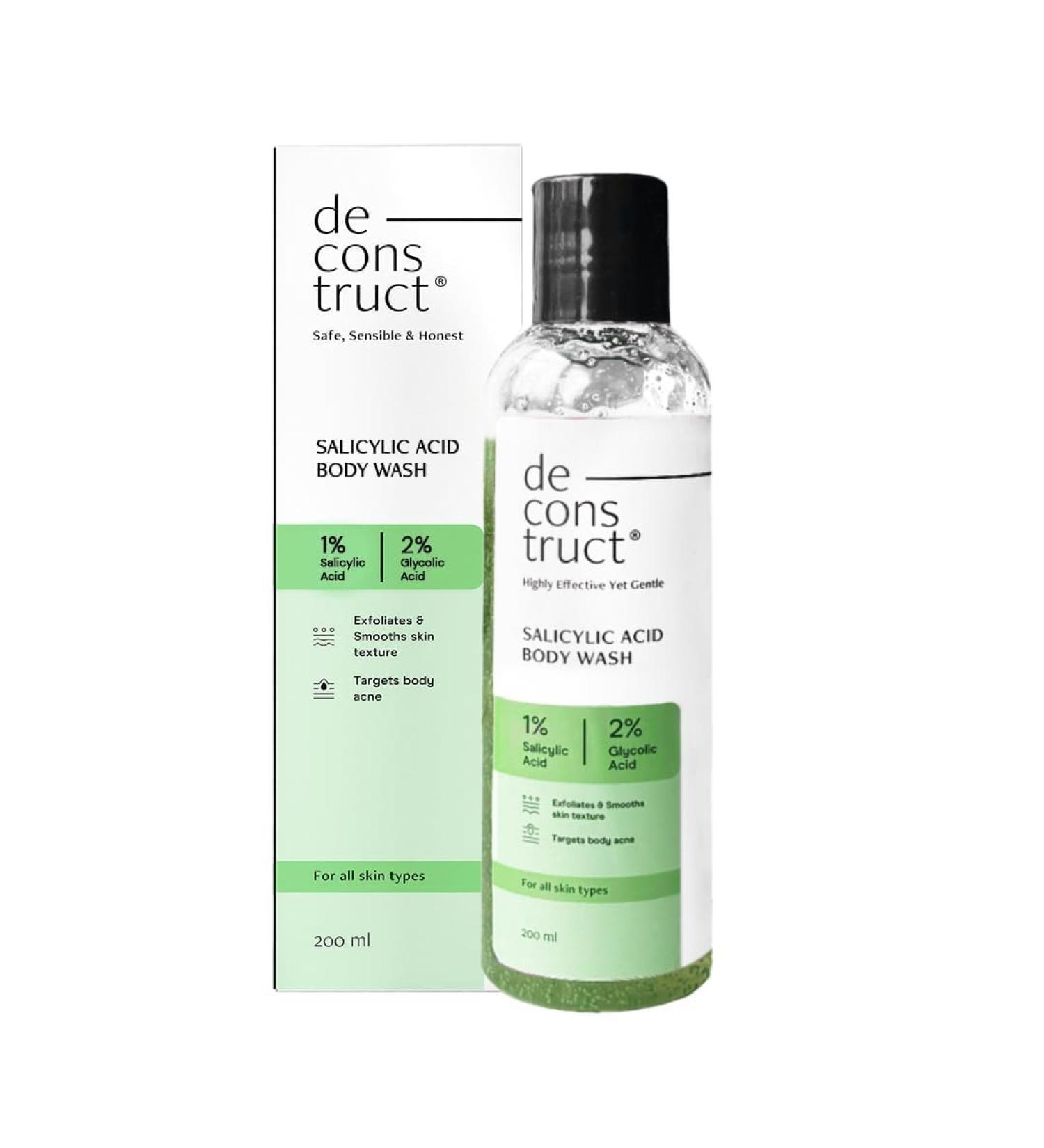 Decon.struct Salicylic Acid Body Wash | 1% Salicylic & 2% Glycolic Acid for Acne & Rough Skin | Deep Cleansing - 6.8 fl oz - Buy Online on GoSupps.com