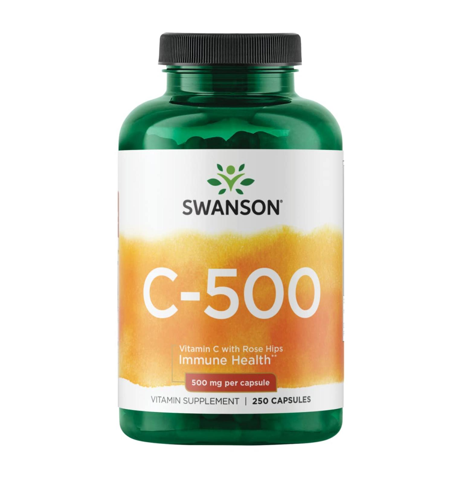 Swanson Vitamin C w/ Rose Hips - Herbal Supplement Promoting Skin Health Heart Health & Immune System Support - Natural Formula Supporting Defense & Wellness - (250 Capsules 500mg Each) 1 - Buy Online on GoSupps.com