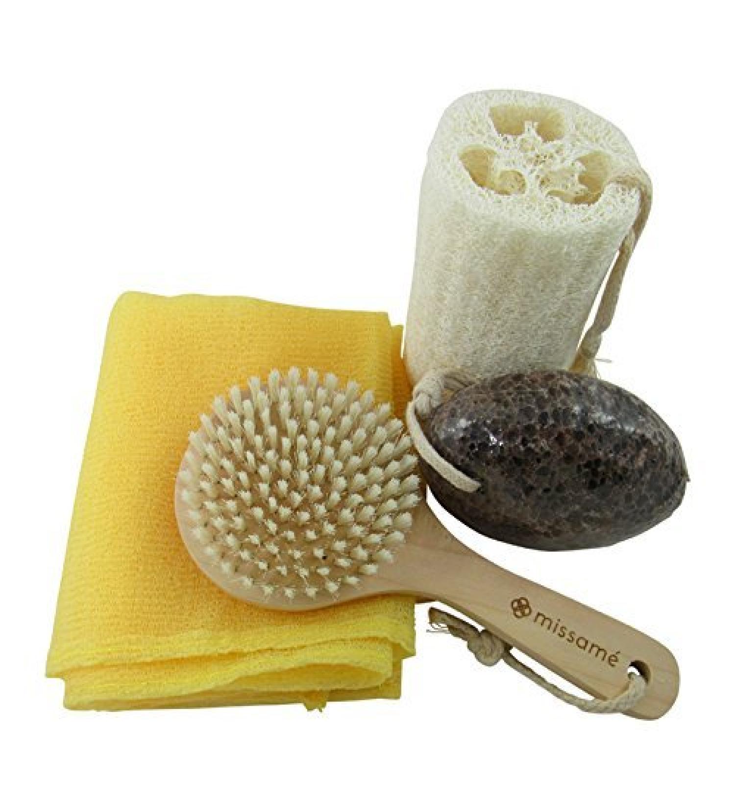Complete Exfoliating Kit: Body Brush, Loofah Sponge, Bath Towel & Pumice Stone - Buy Online on GoSupps.com